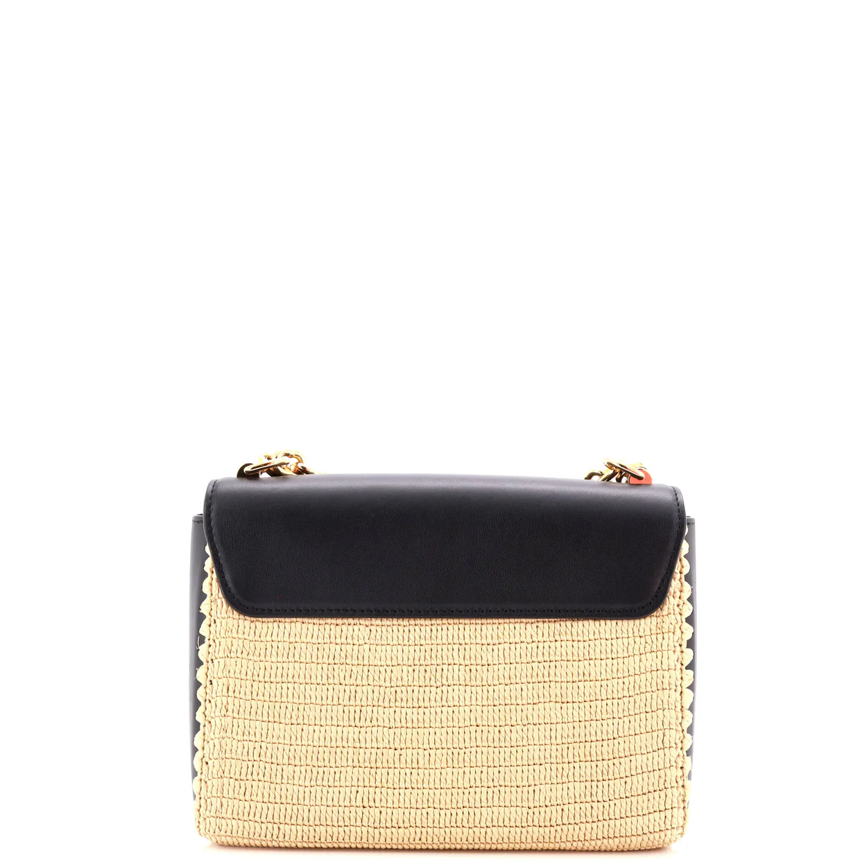 Twist Convertible Handbag Leather and Raffia MM - Deep Luxury