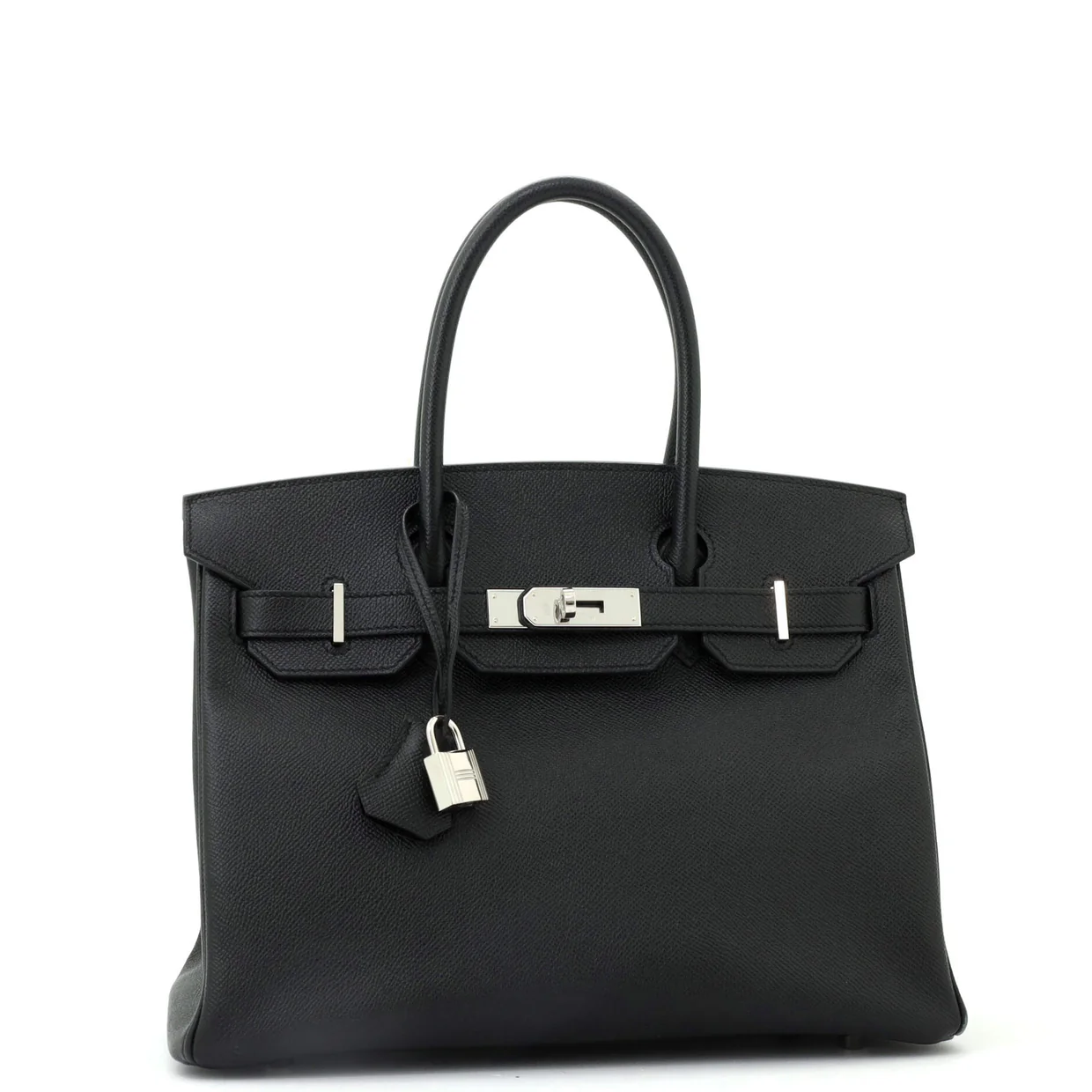 Birkin Handbag Noir Epsom with Palladium Hardware 30 - Deep Luxury