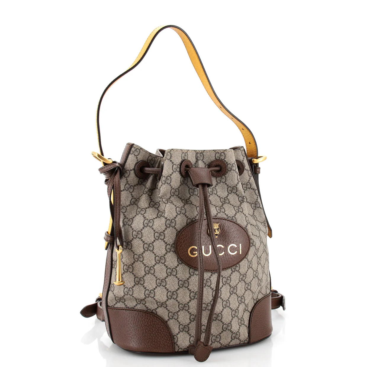 Neo Vintage Drawstring Bucket Backpack GG Coated Canvas Mini - Deep Luxury