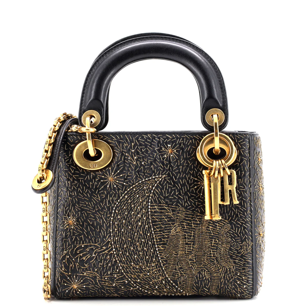 Lady Dior Chain Bag Embroidered Calfskin Mini - Deep Luxury
