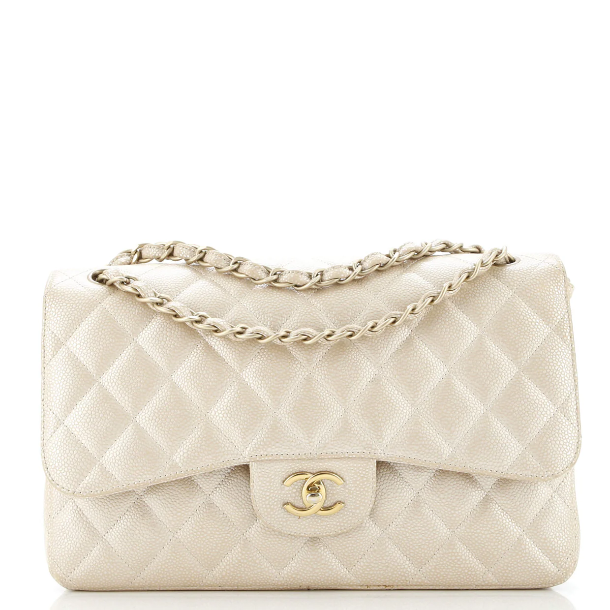 Classic Double Flap Bag Quilted Iridescent Caviar Jumbo - Deep Luxury