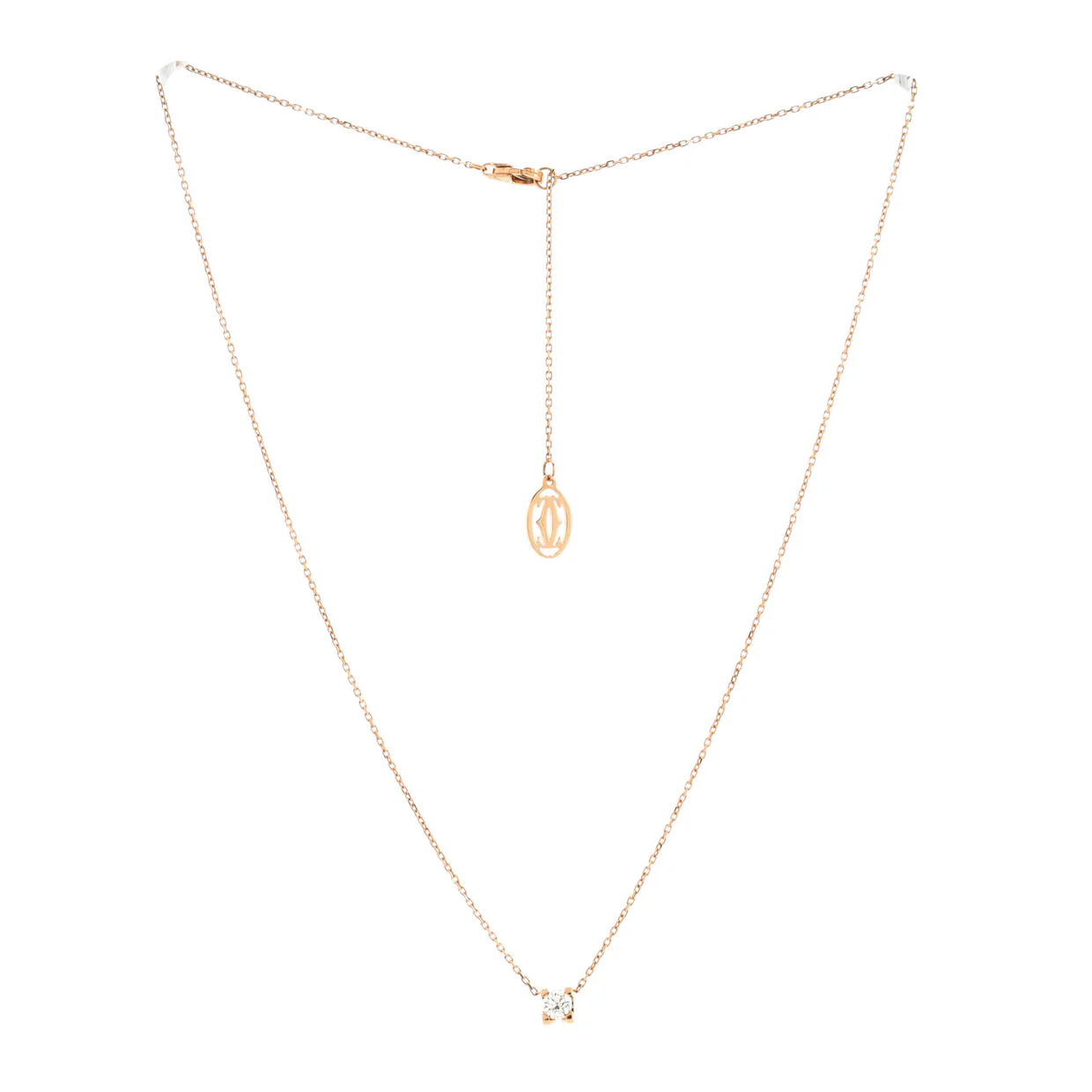 C de Cartier Necklace 18K Rose Gold and Diamond 0.20-0.29CT - Deep Luxury