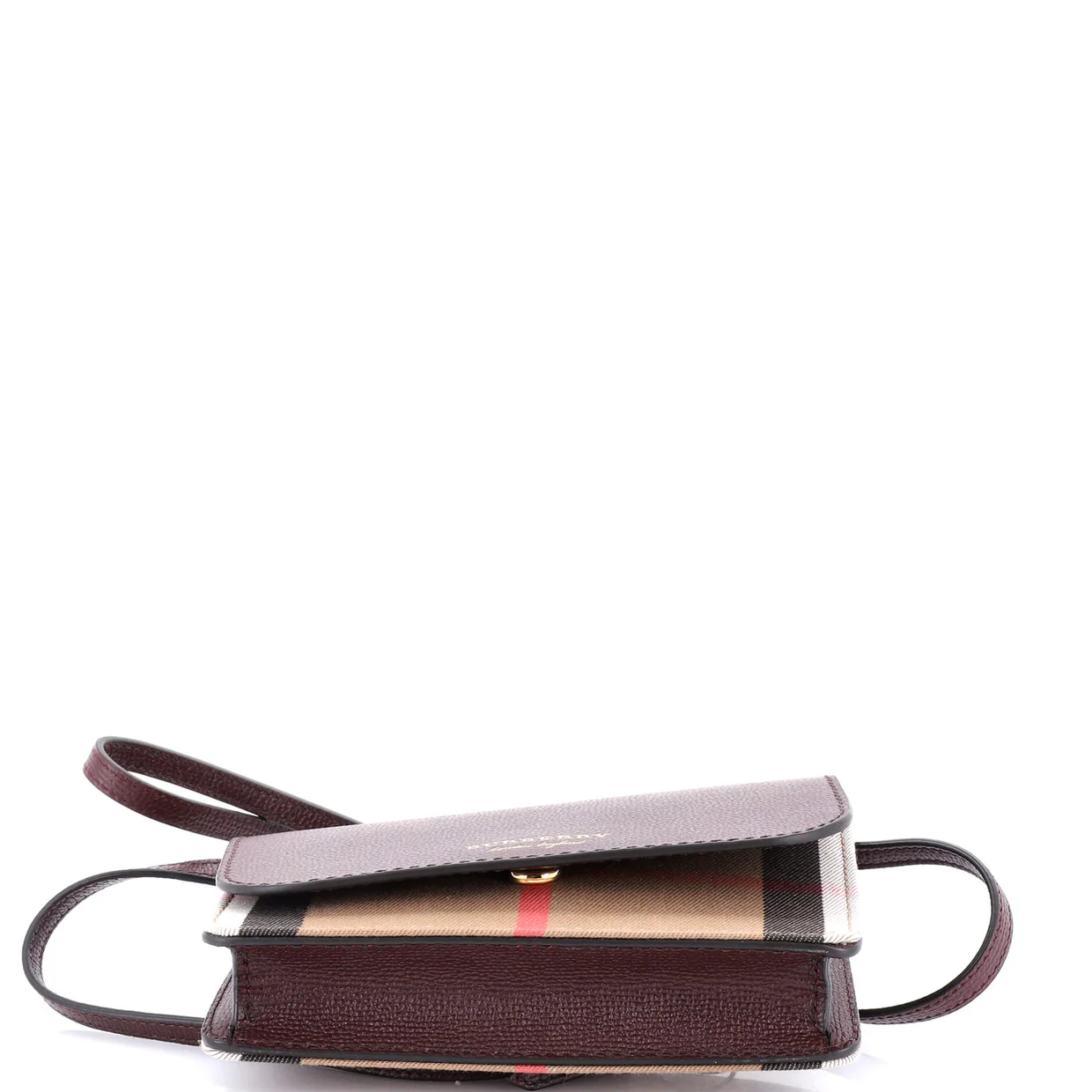 Hampshire Wallet on Strap Leather and House Check Canvas - Deep Luxury