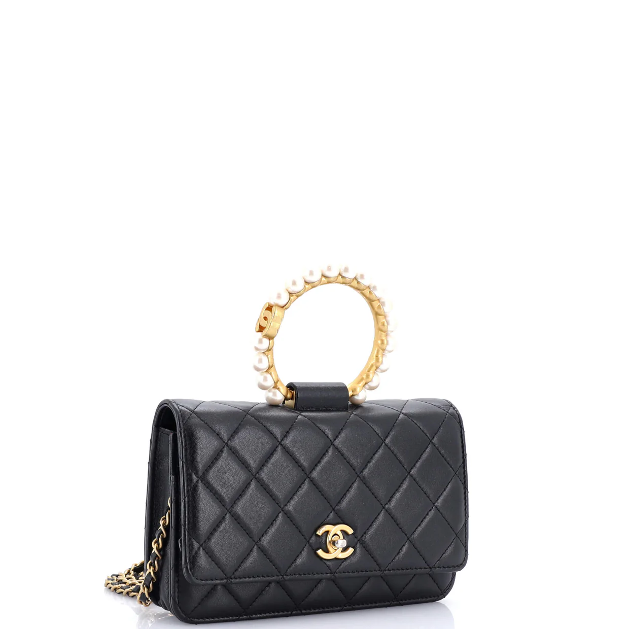 Pearl Crown Wallet on Chain Quilted Lambskin - Deep Luxury