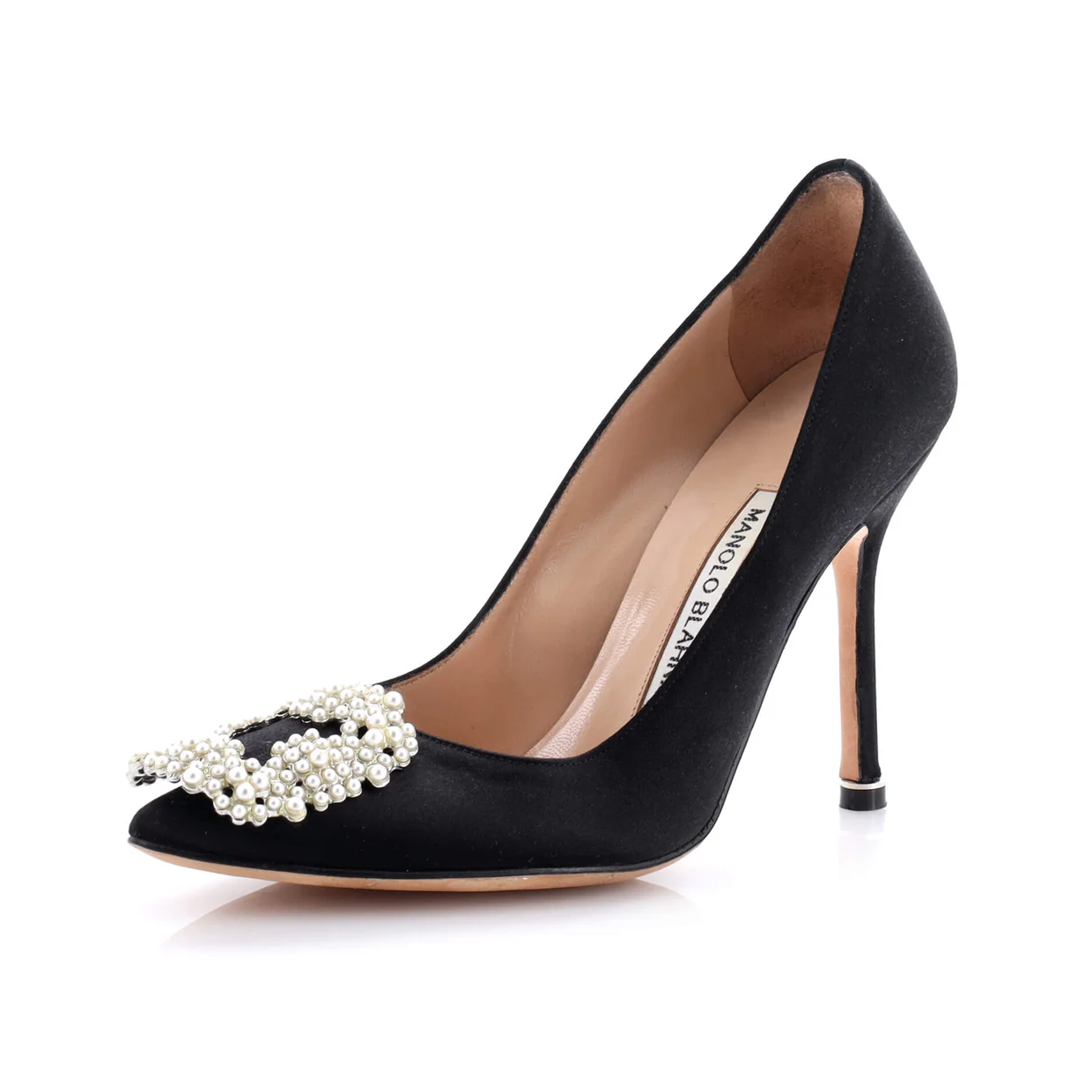 Women's Hangisi Pumps Satin with Faux Pearls 105 - Deep Luxury