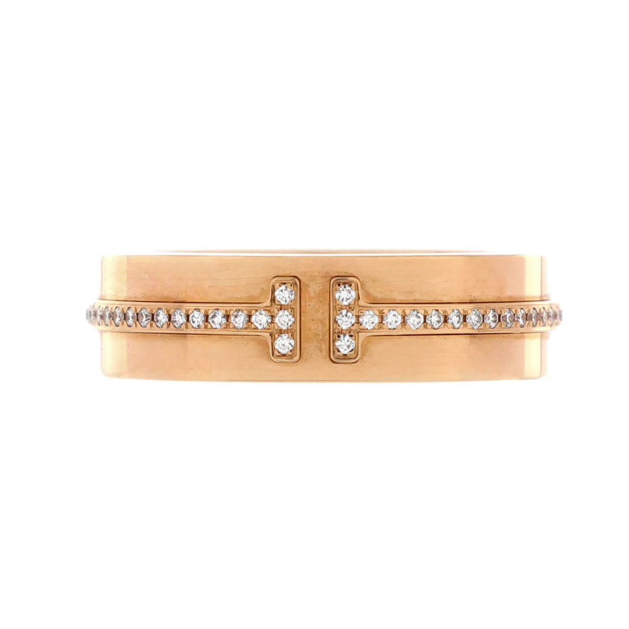 T Two Ring 18K Rose Gold and Diamonds Wide - Deep Luxury