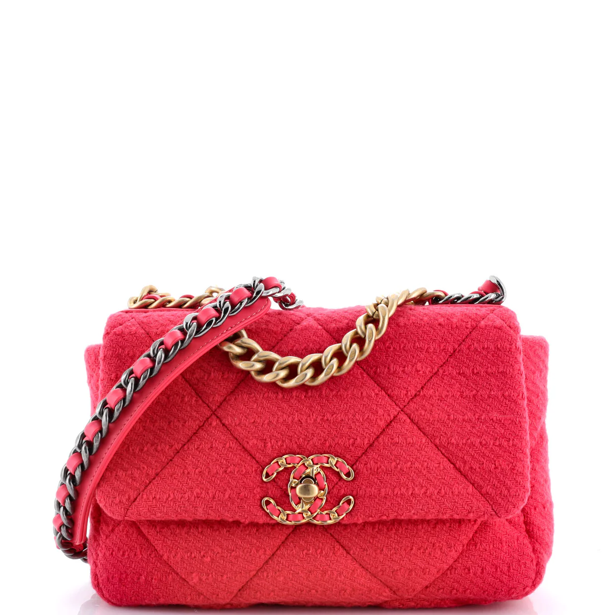 19 Flap Bag Quilted Tweed Medium - Deep Luxury