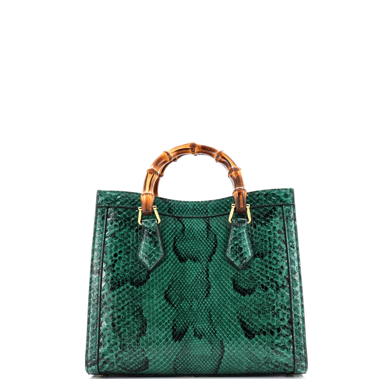 Diana NM Bamboo Handle Tote Python Small - Deep Luxury