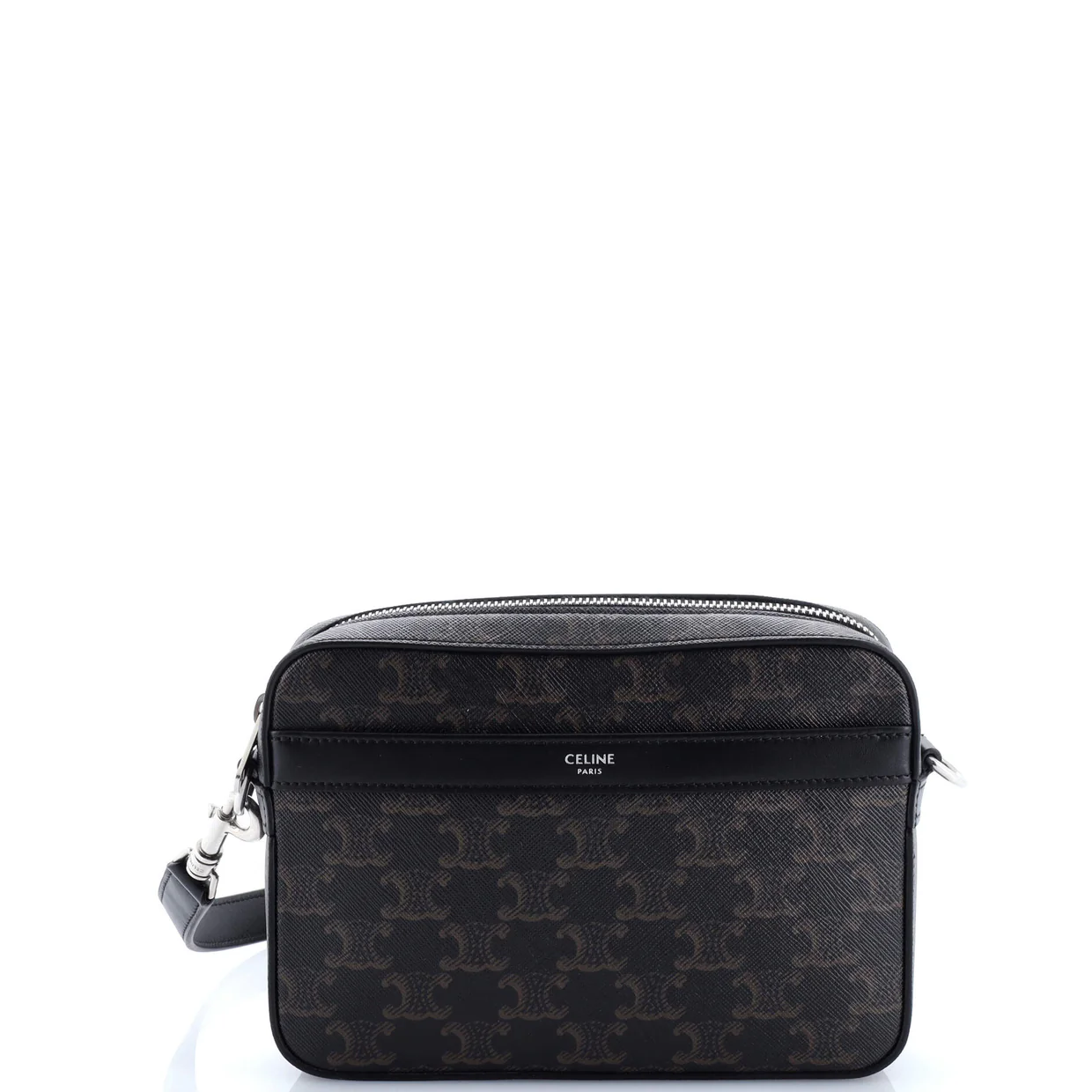 Zip Messenger Bag Triomphe Coated Canvas Small - Deep Luxury
