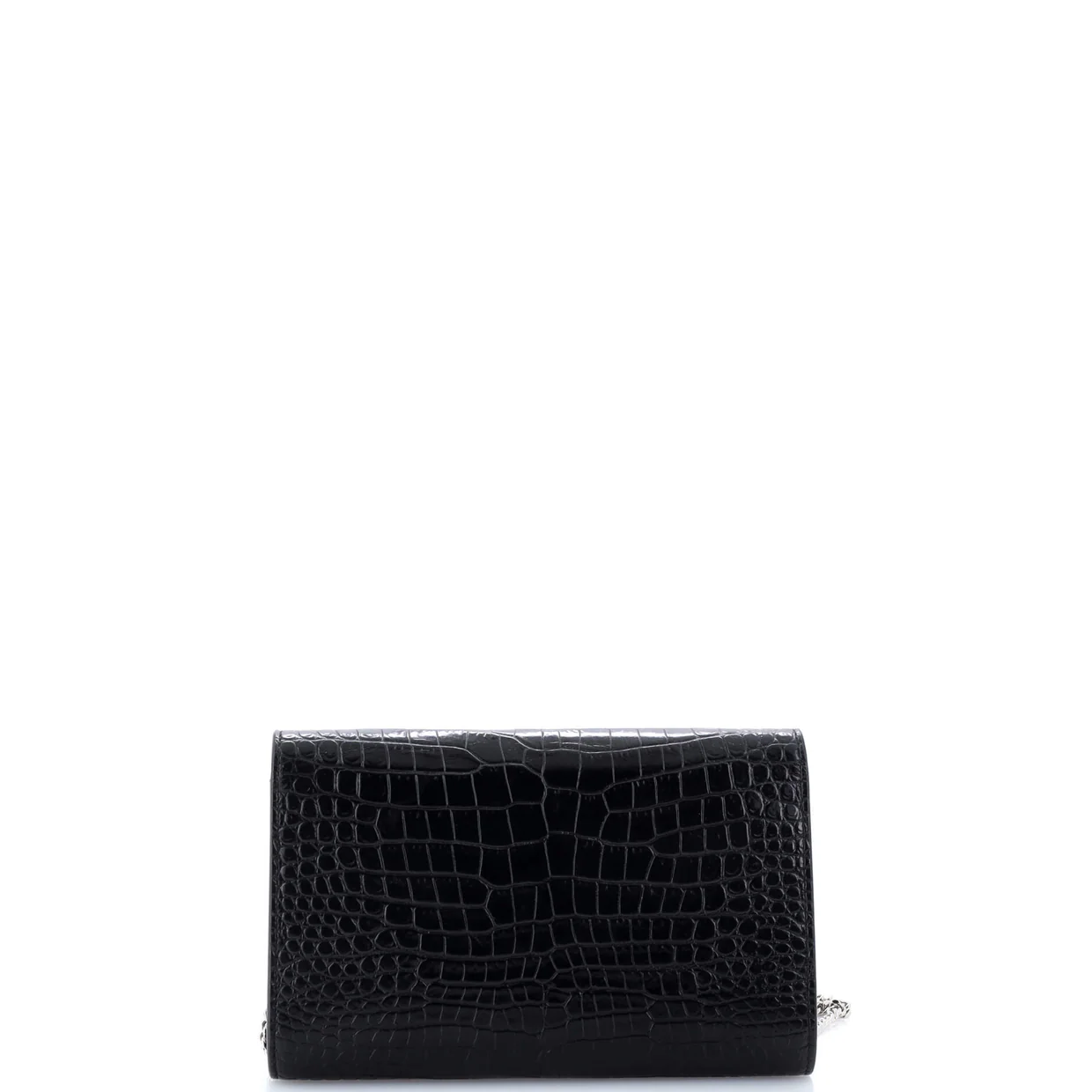 Uptown Chain Wallet Crocodile Embossed Leather - Deep Luxury
