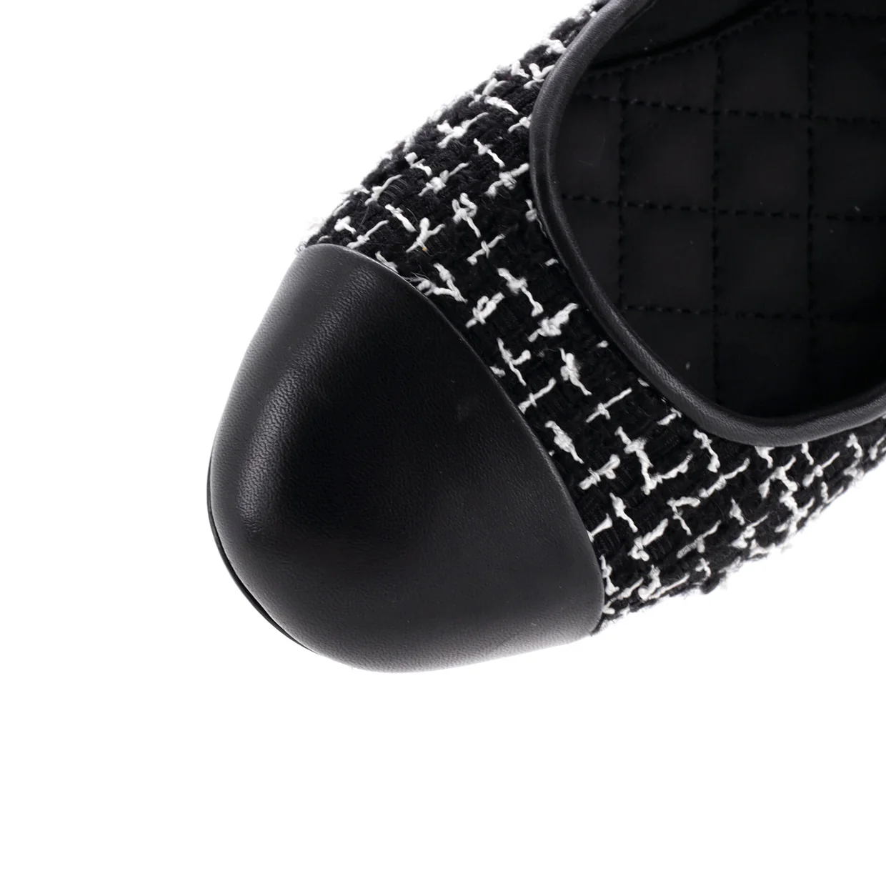 Women's Ballet Flats with Ankle Chain Tweed with Faux Pearls - Deep Luxury