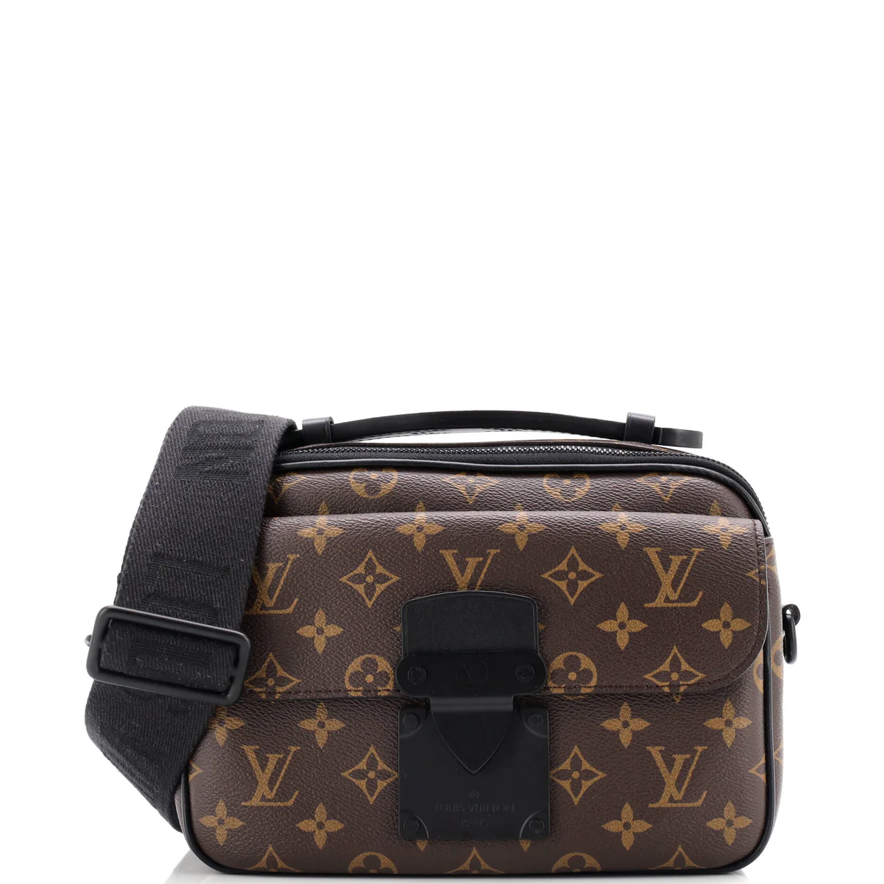S Lock Messenger Bag Macassar Monogram Canvas - Deep Luxury