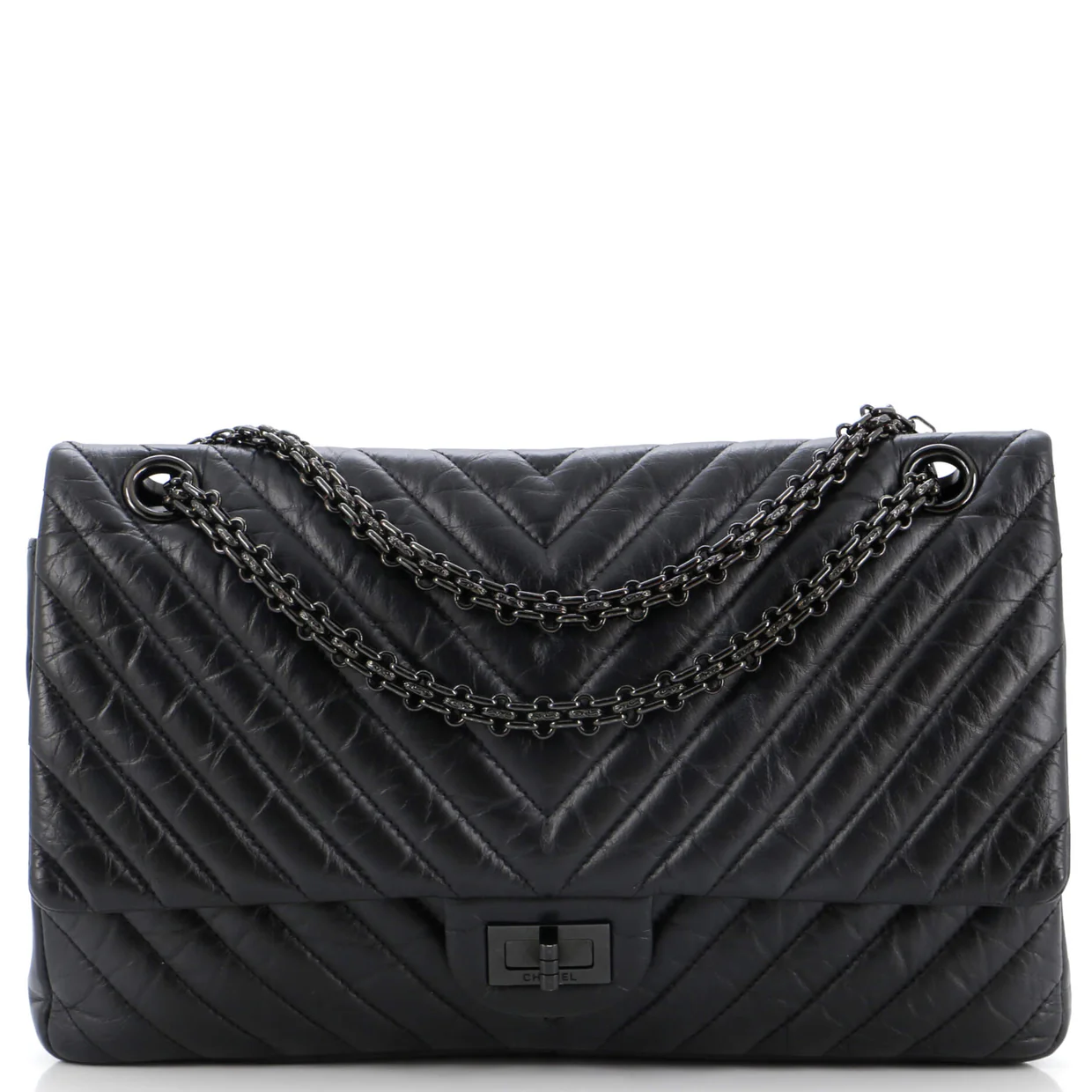 So Black Reissue 2.55 Flap Bag Chevron Aged Calfskin 226 - Deep Luxury