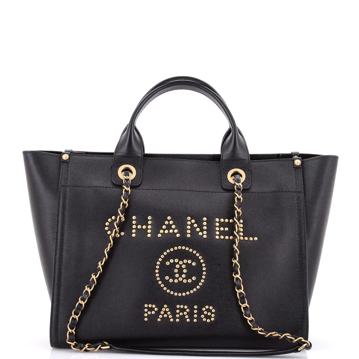 Deauville Tote Studded Caviar Small - Deep Luxury