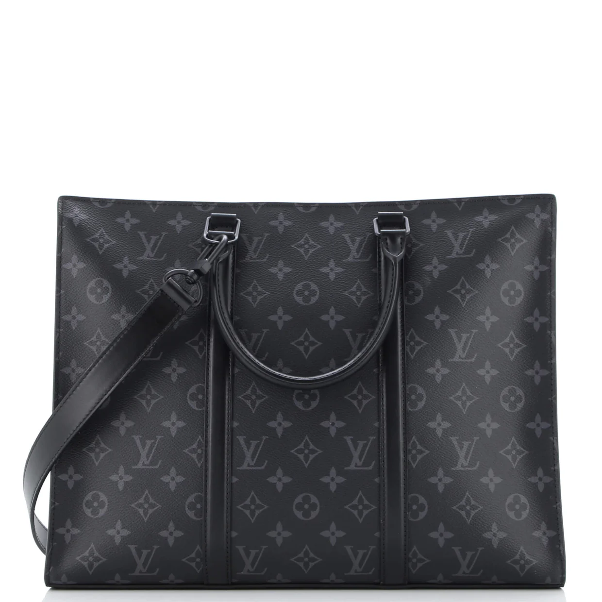 Sac Plat Zipper Tote Monogram Eclipse Canvas Horizontal - Deep Luxury