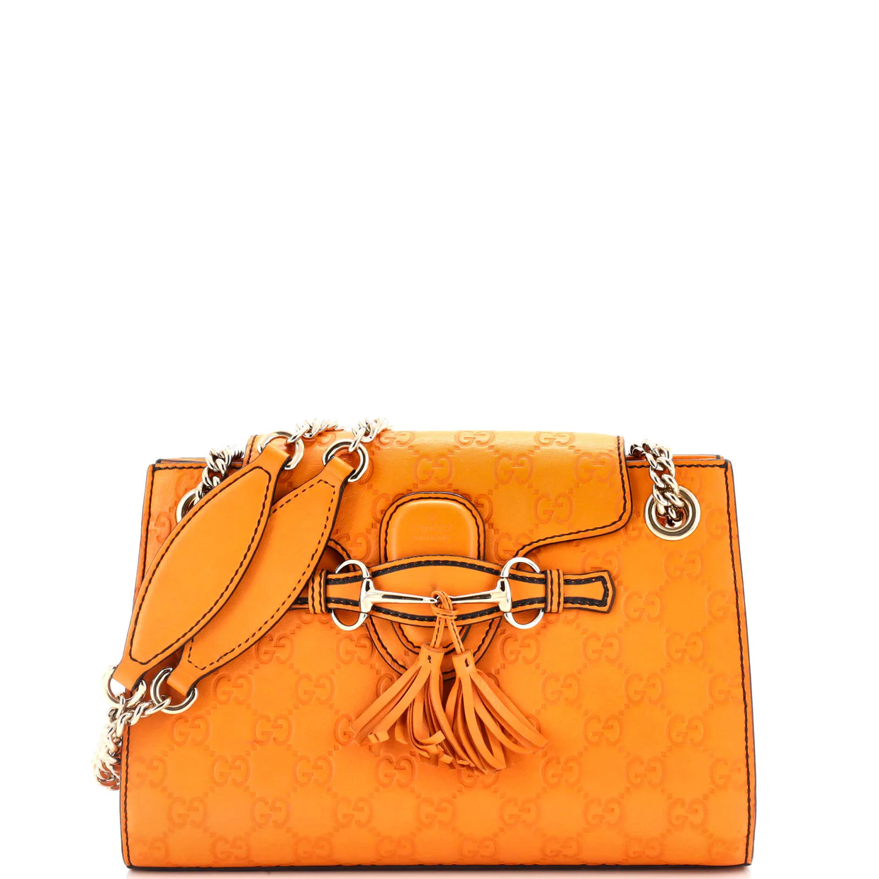 Emily Chain Flap Shoulder Bag Guccissima Leather Small - Deep Luxury