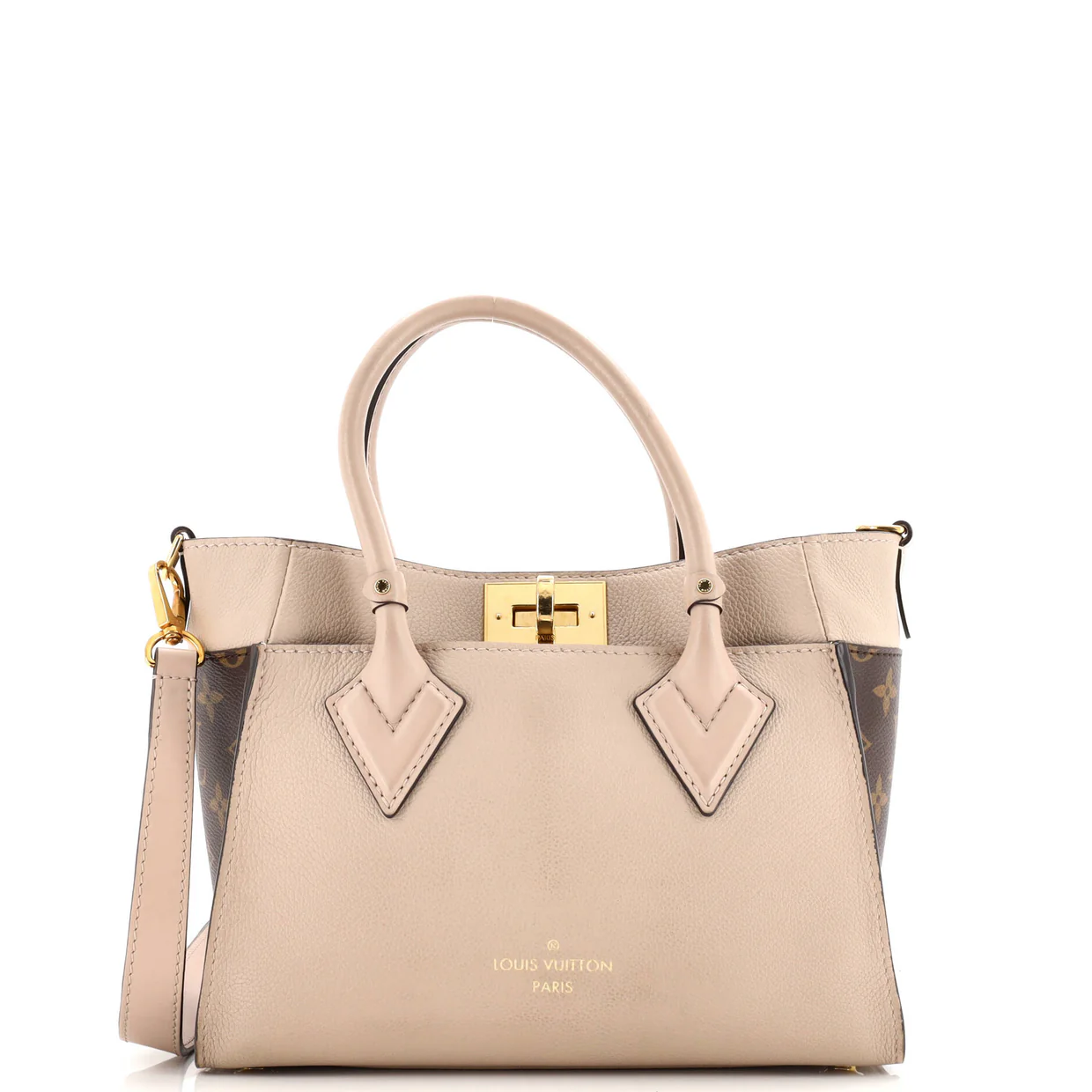 On My Side Tote Leather with Monogram Canvas PM - Deep Luxury
