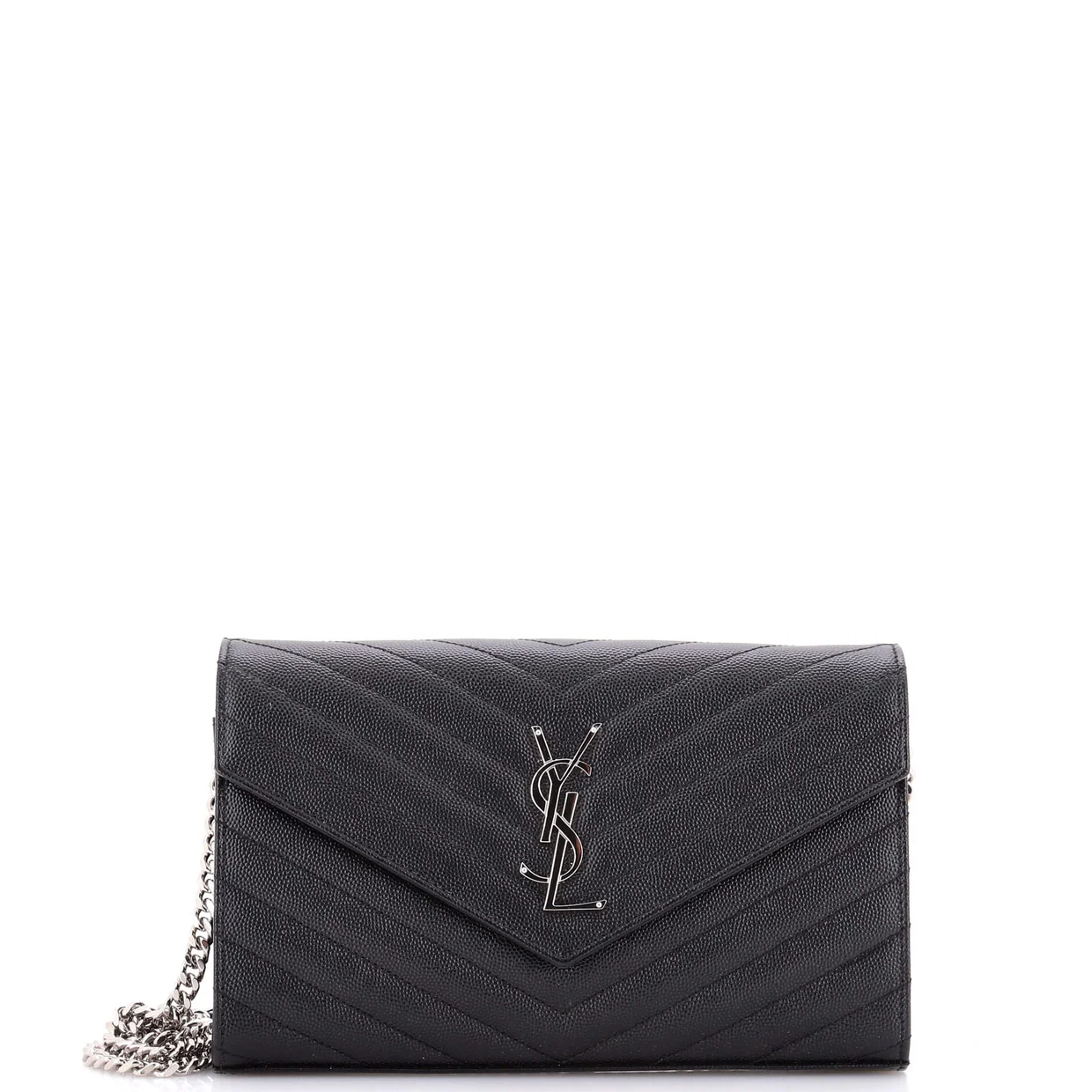 Classic Monogram Wallet on Chain Matelasse Chevron Leather Medium - Deep Luxury