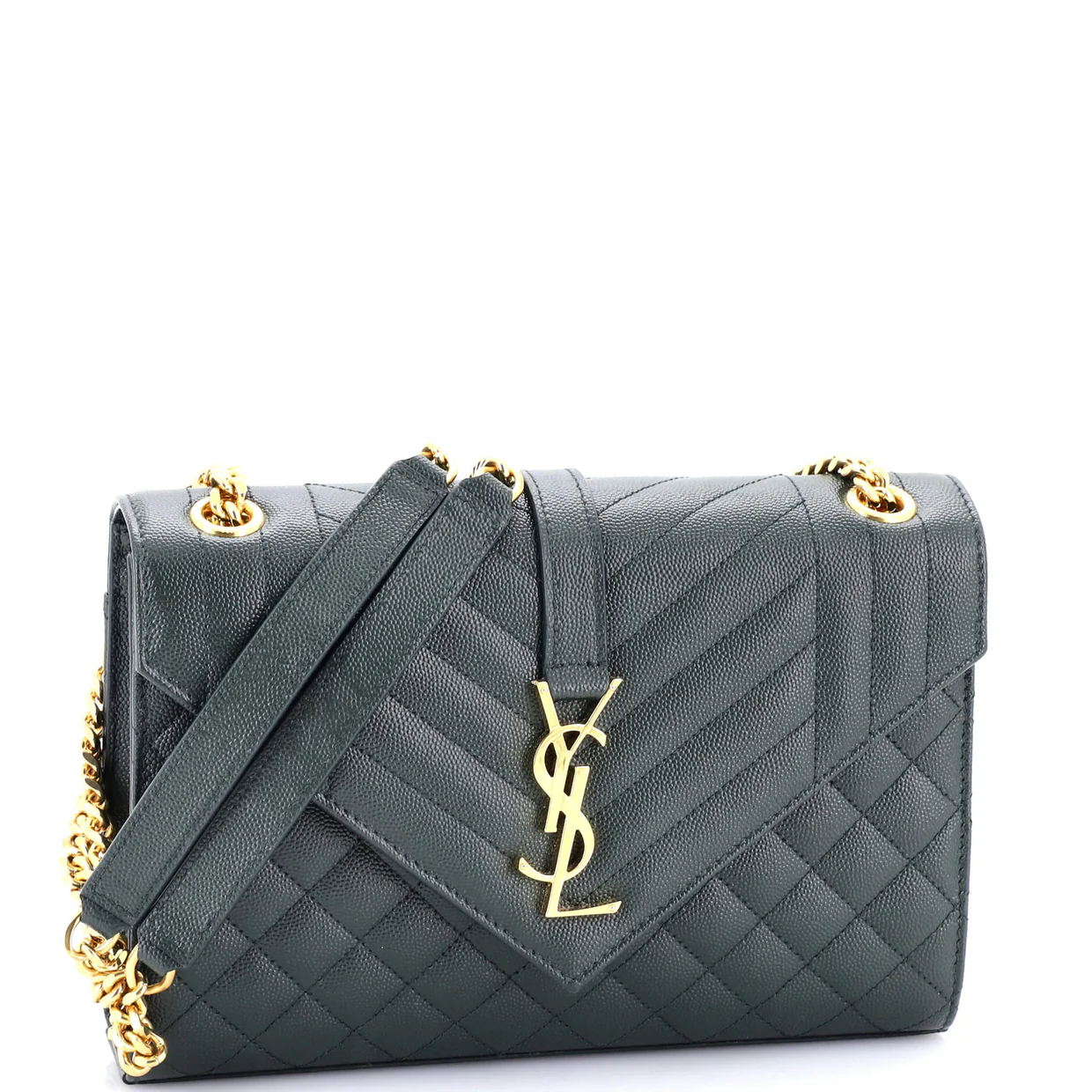 Classic Monogram Envelope Satchel Mixed Matelasse Leather Medium - Deep Luxury