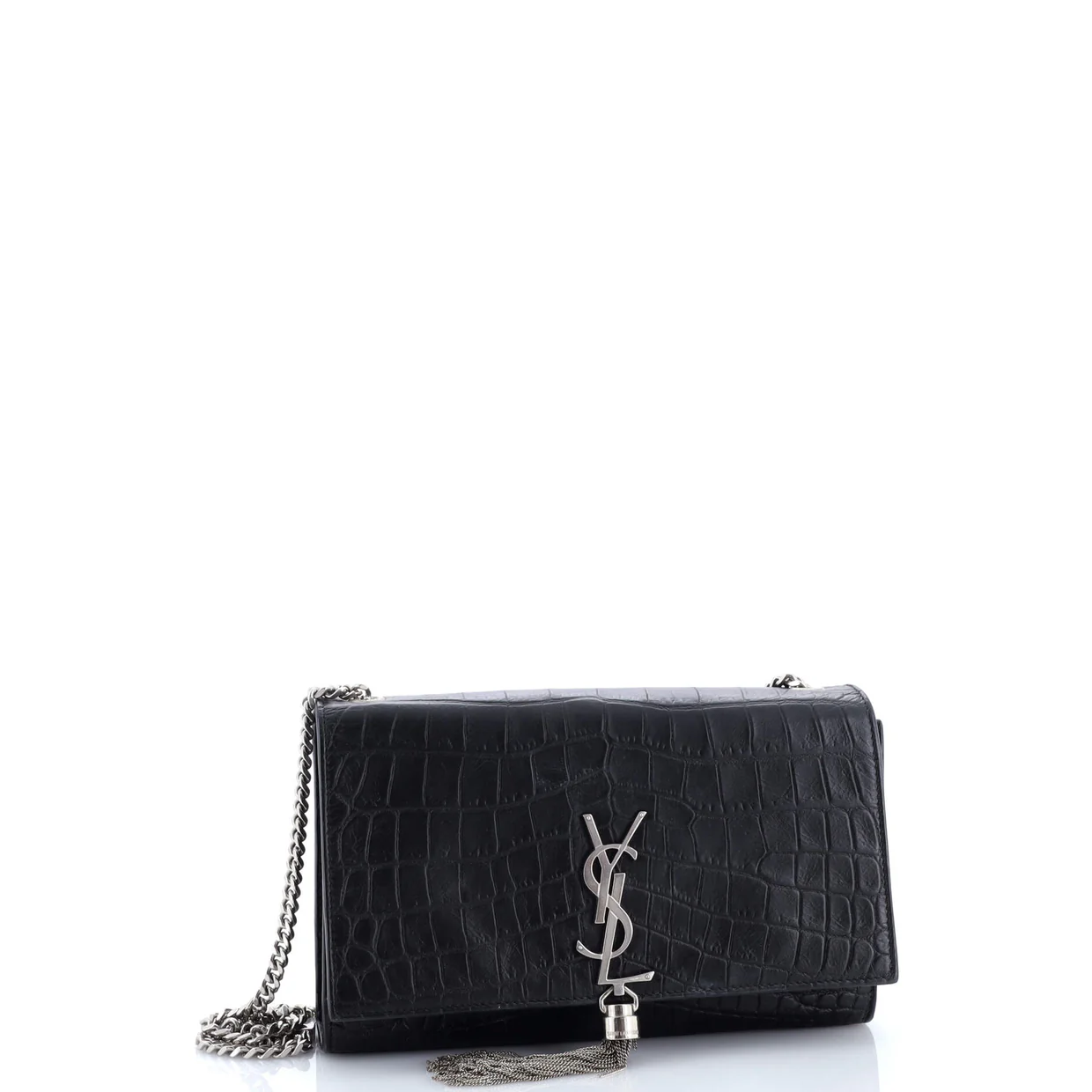 Classic Monogram Tassel Crossbody Bag Crocodile Embossed Leather Medium - Deep Luxury