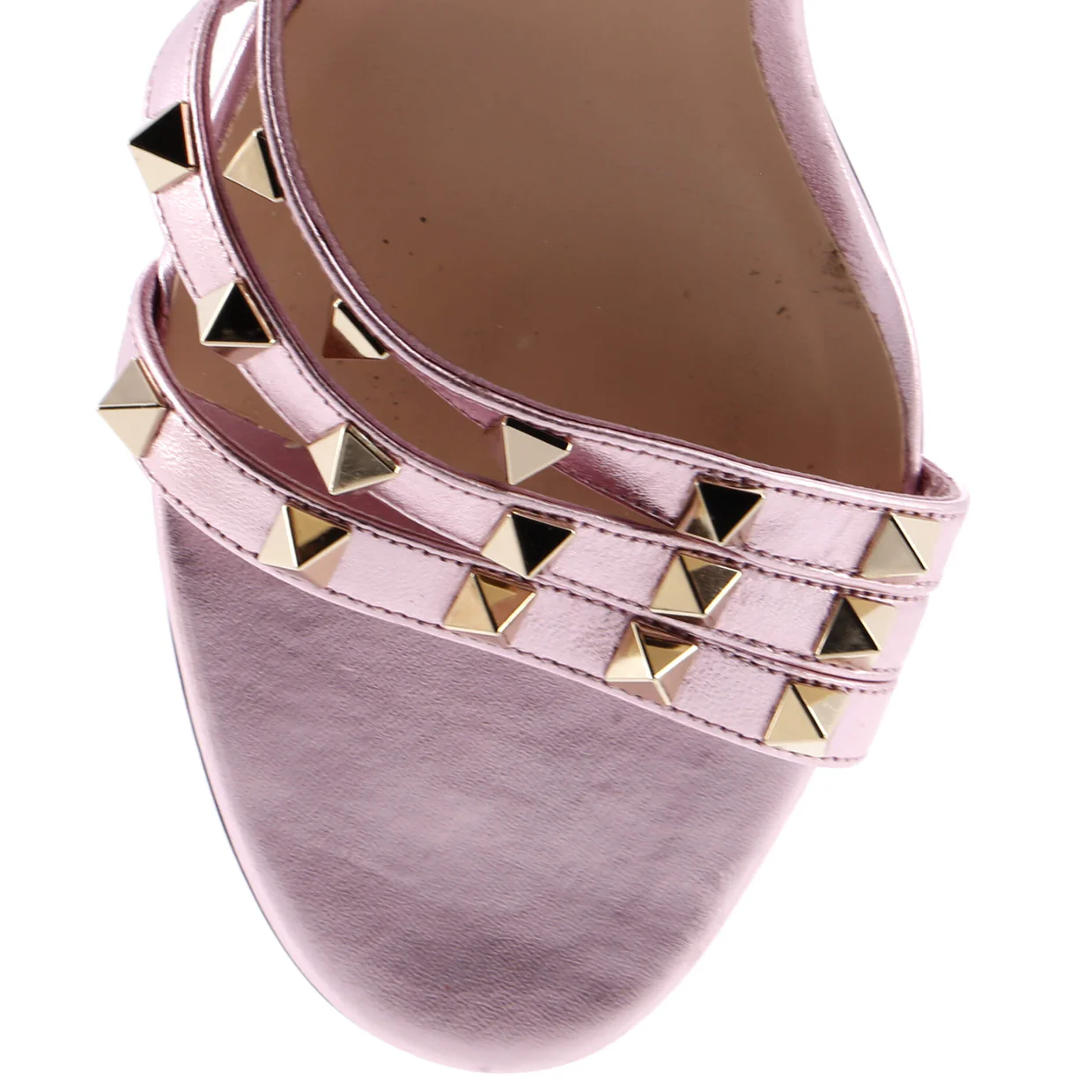 Women's Rockstud Strappy Heeled Mule Sandals Leather - Deep Luxury