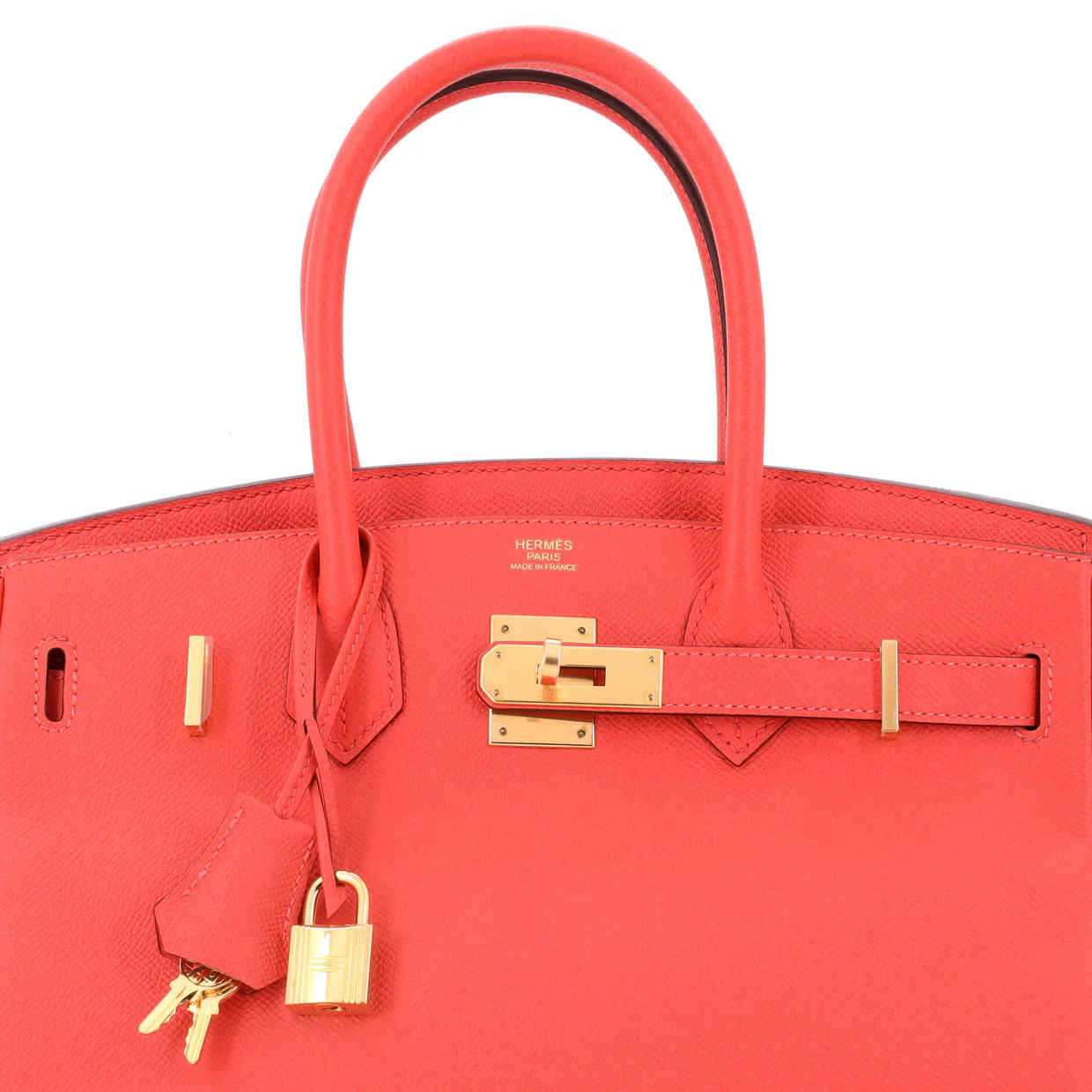 Birkin Handbag Rouge Pivoine Epsom with Gold Hardware 30 - Deep Luxury