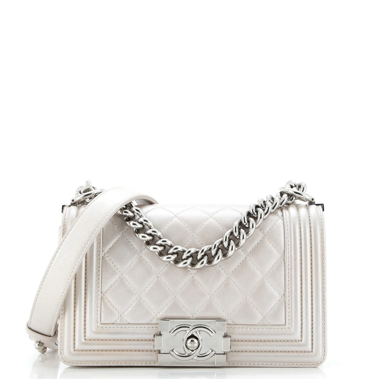 Boy Flap Bag Quilted Metallic Calfskin Small - Deep Luxury