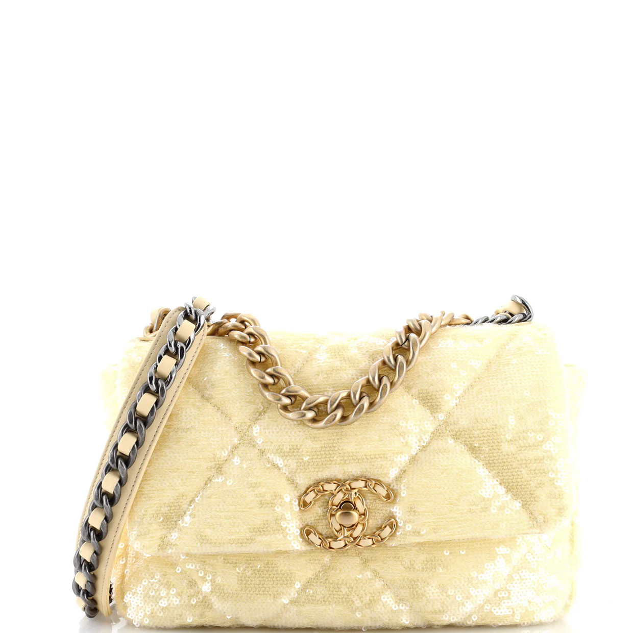 19 Flap Bag Quilted Sequins Medium - Deep Luxury