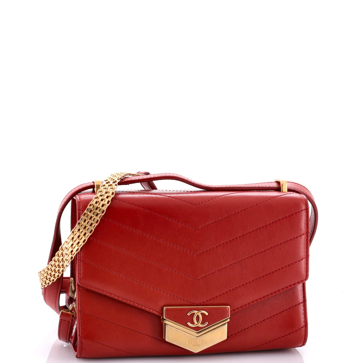 Medal Envelope Flap Bag Chevron Calfskin Small - Deep Luxury