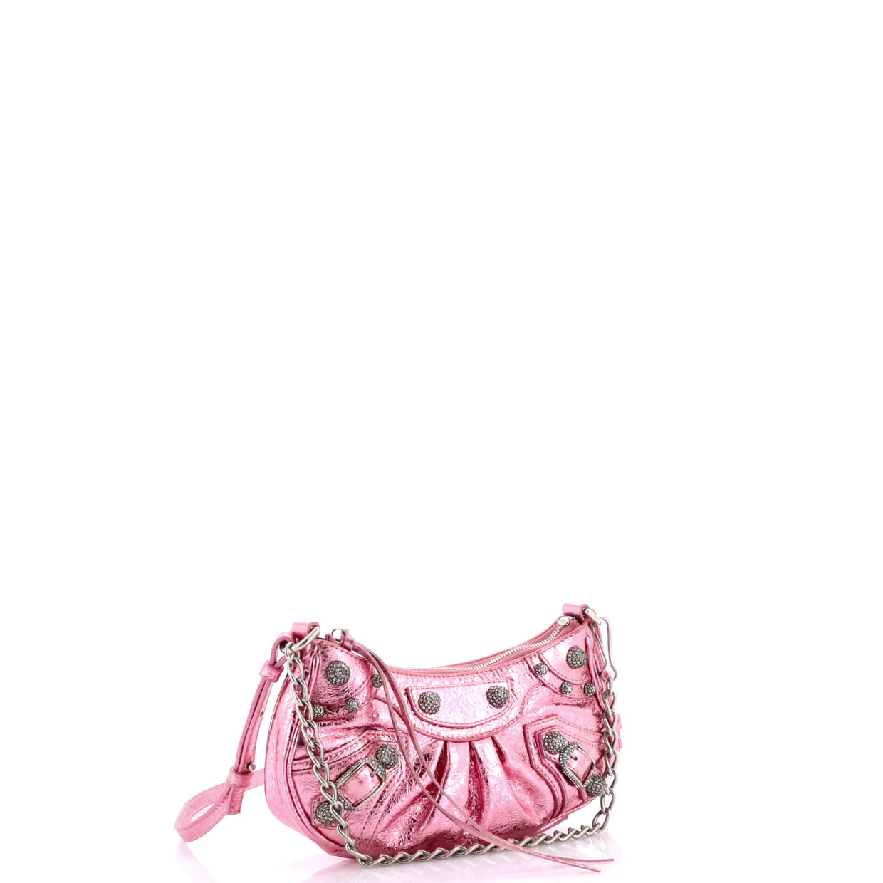 Le Cagole Giant Studs Shoulder Bag Leather with Crystals Mini - Deep Luxury