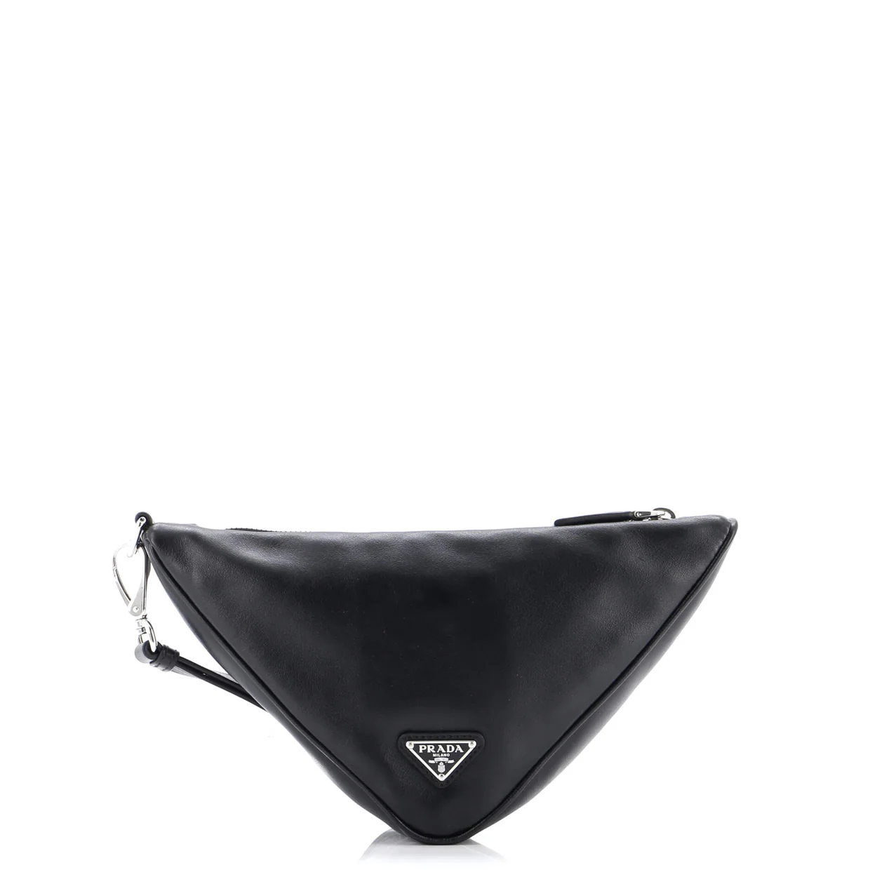 Triangle Logo Wristlet Pouch Embossed Leather - Deep Luxury