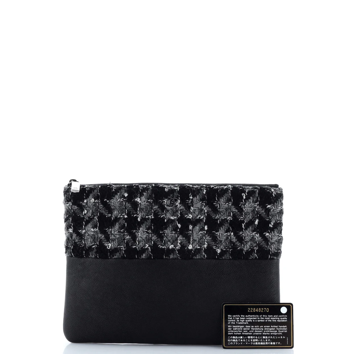O Case Clutch Quilted Tweed and Caviar Medium - Deep Luxury