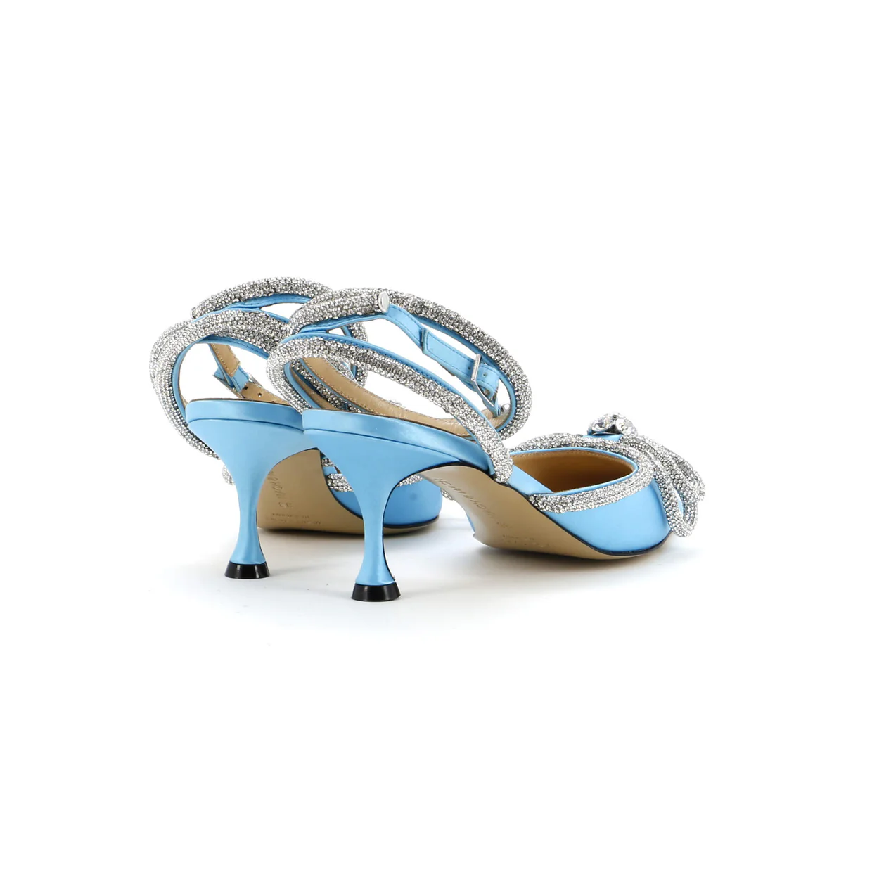 Women's Double Bow Ankle Strap Pumps Satin 75 - Deep Luxury