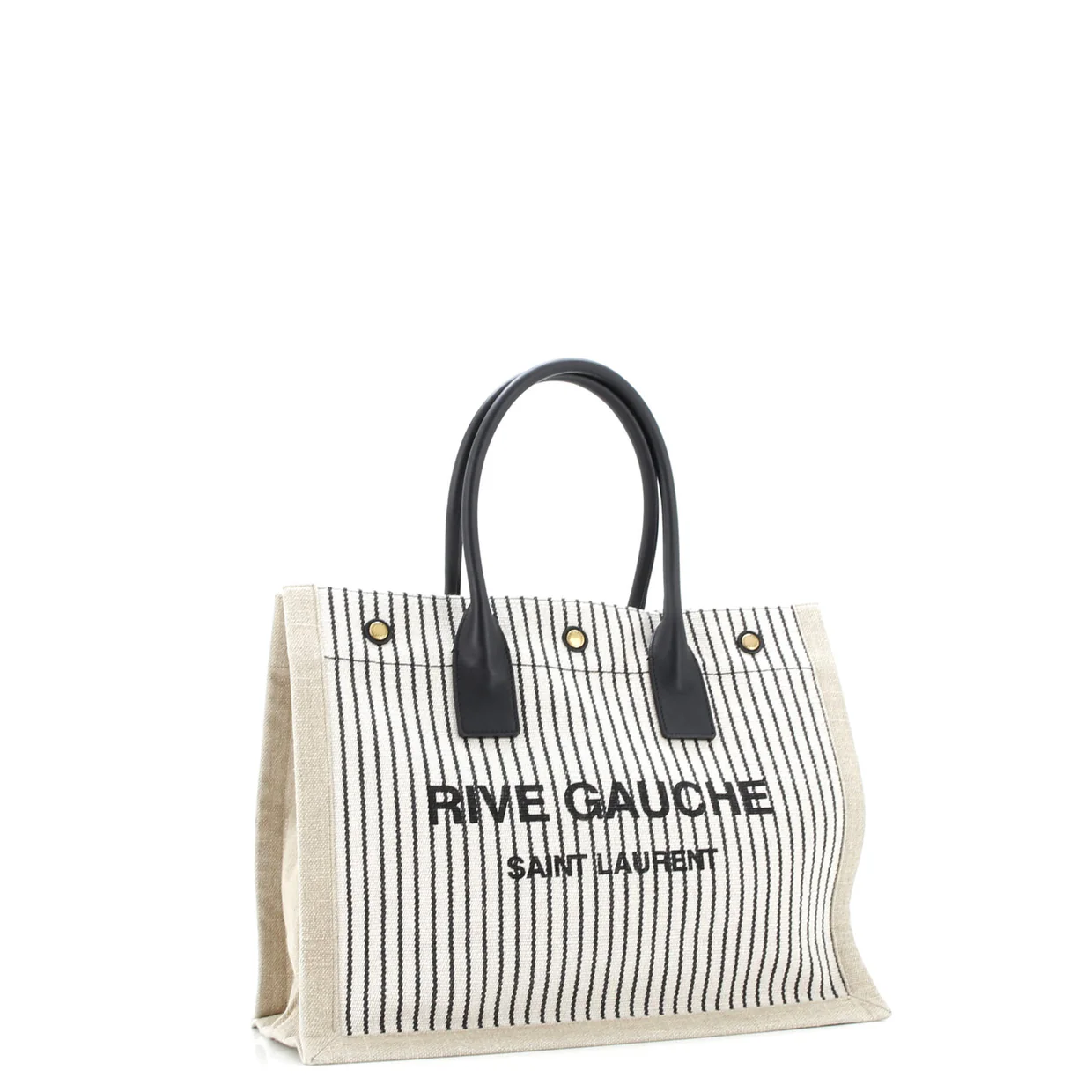 Rive Gauche Shopper Tote Striped Canvas Small - Deep Luxury
