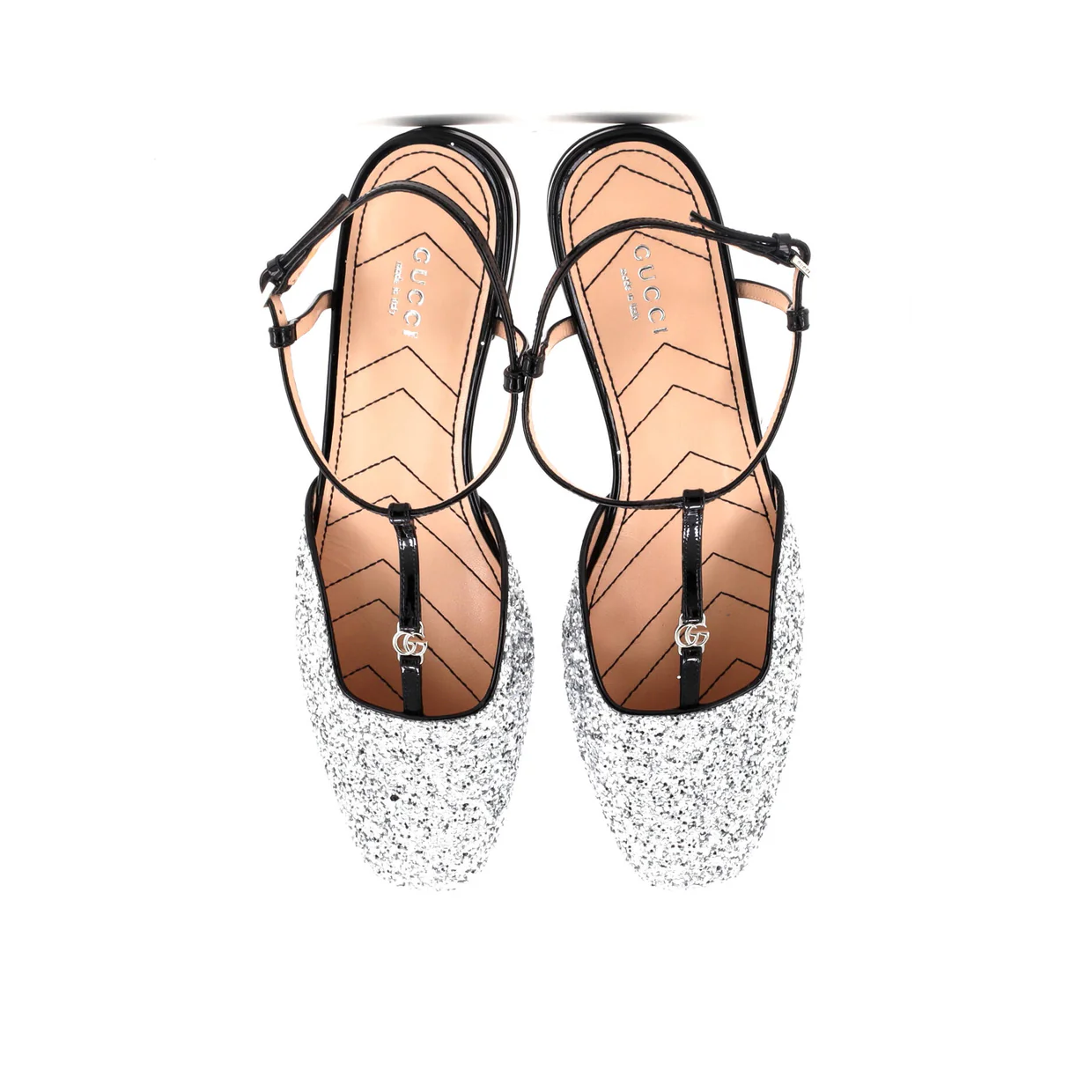 Women's GG Slingback Flats Glitter and Patent - Deep Luxury