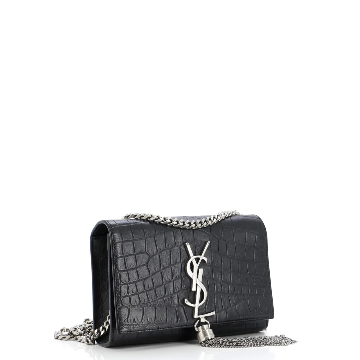 Classic Monogram Tassel Crossbody Bag Crocodile Embossed Leather Small - Deep Luxury