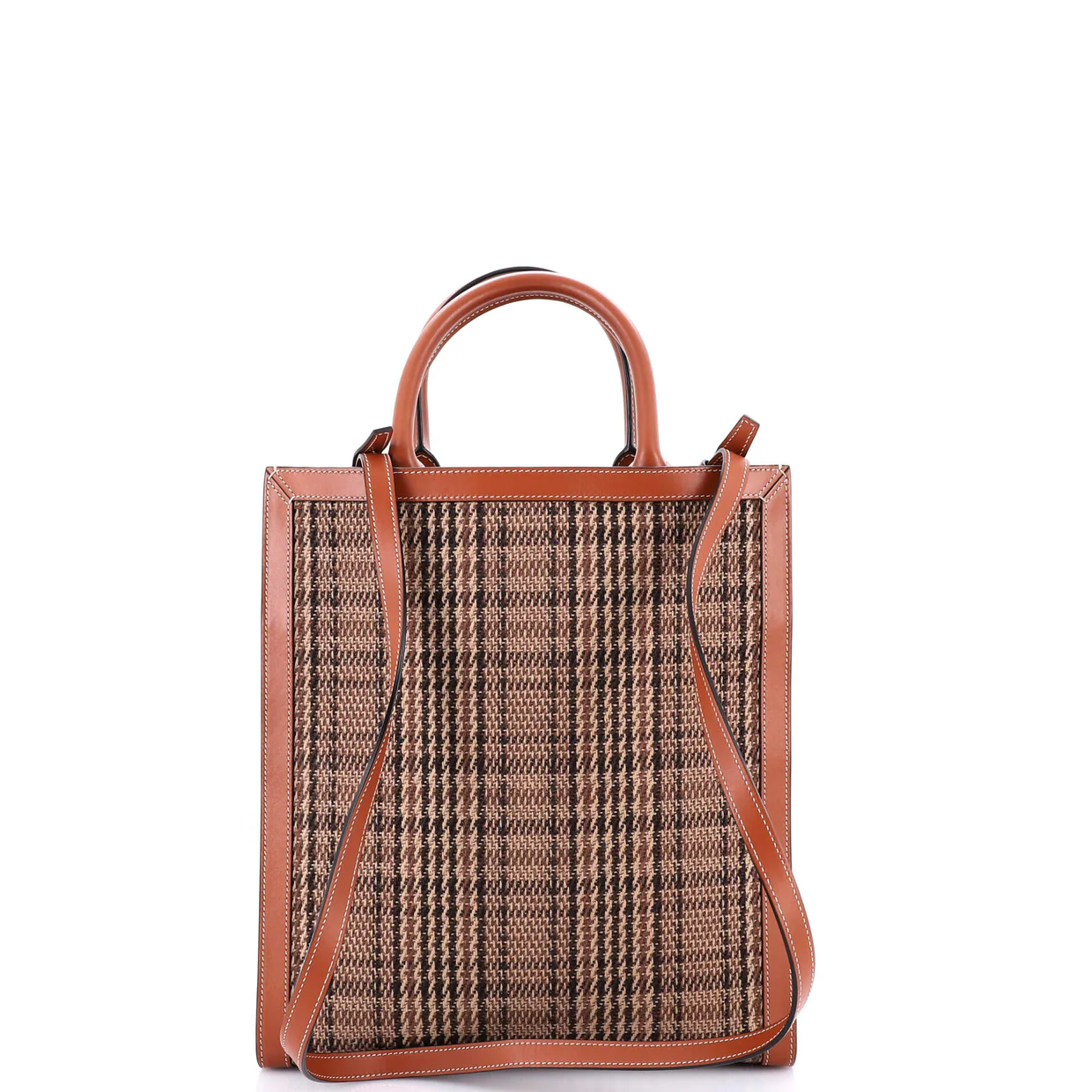 Vertical Cabas Tote Check Canvas and Leather Small - Deep Luxury