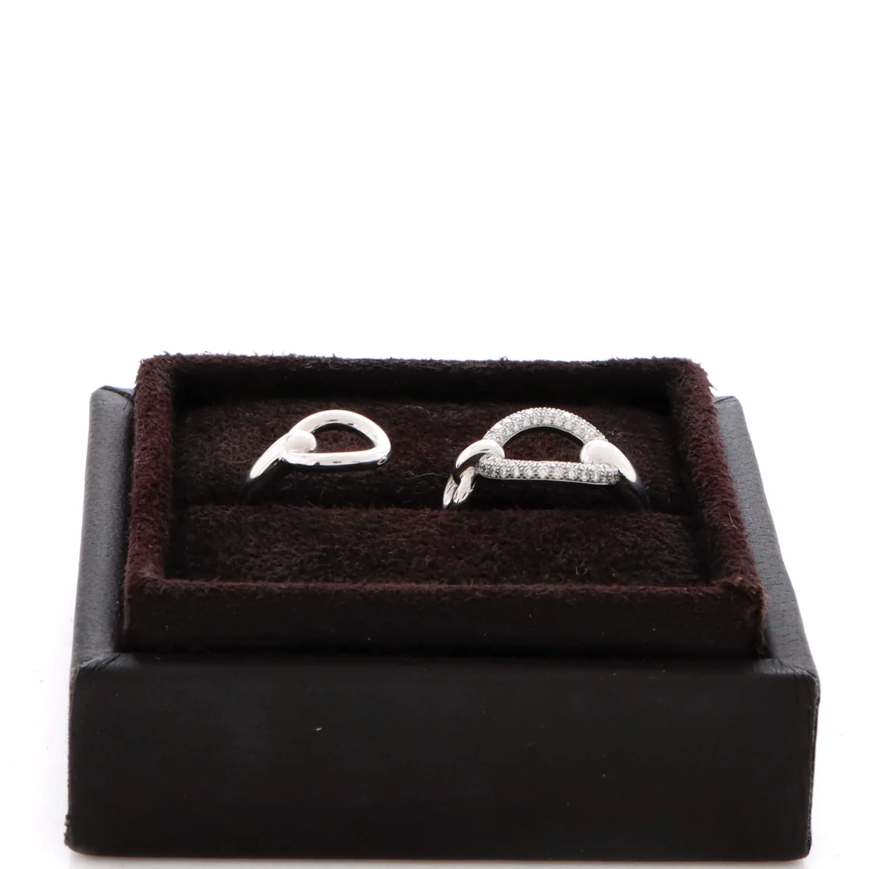 Filet d'Or Double Ring 18K White Gold with Diamonds Large - Deep Luxury