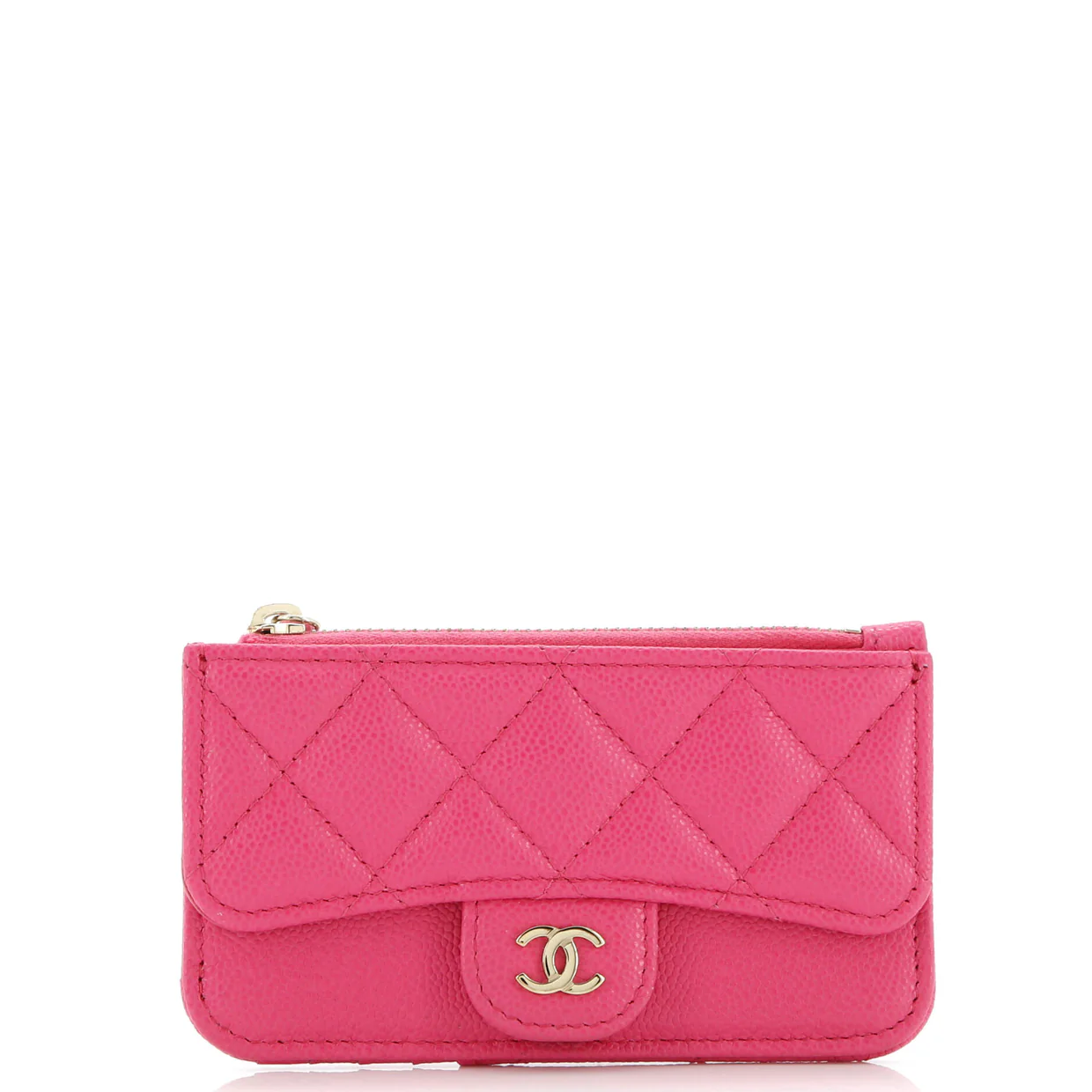 Flap Zip Card Holder Quilted Caviar - Deep Luxury