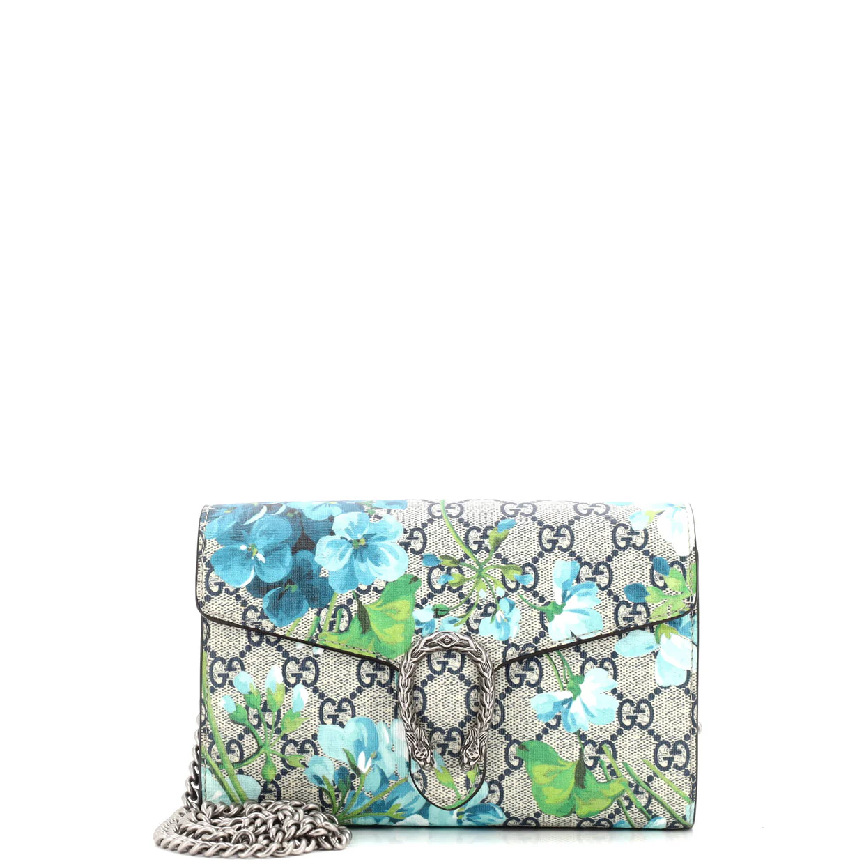 Dionysus Chain Wallet Blooms Print GG Coated Canvas Small - Deep Luxury