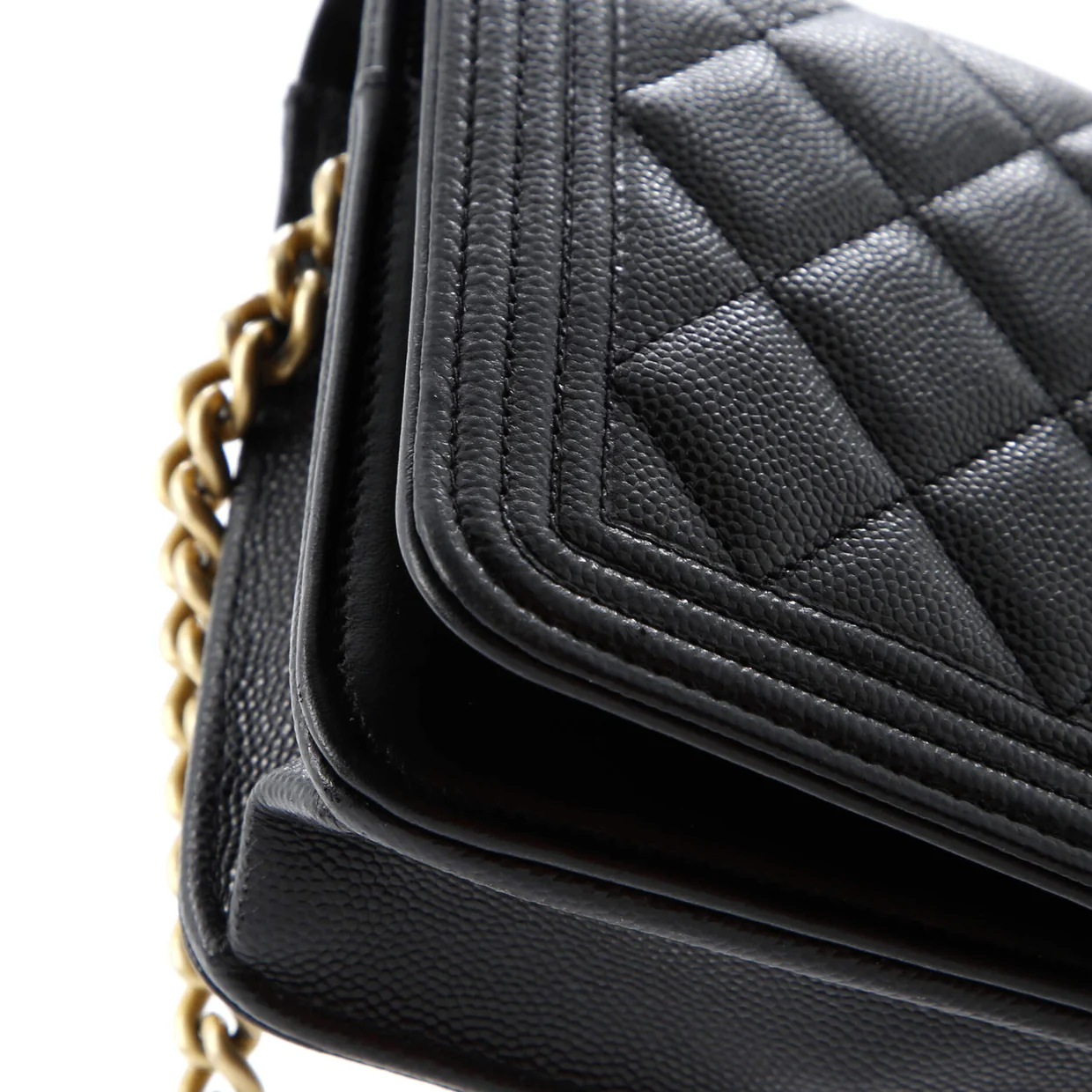 Boy Wallet on Chain Quilted Caviar - Deep Luxury