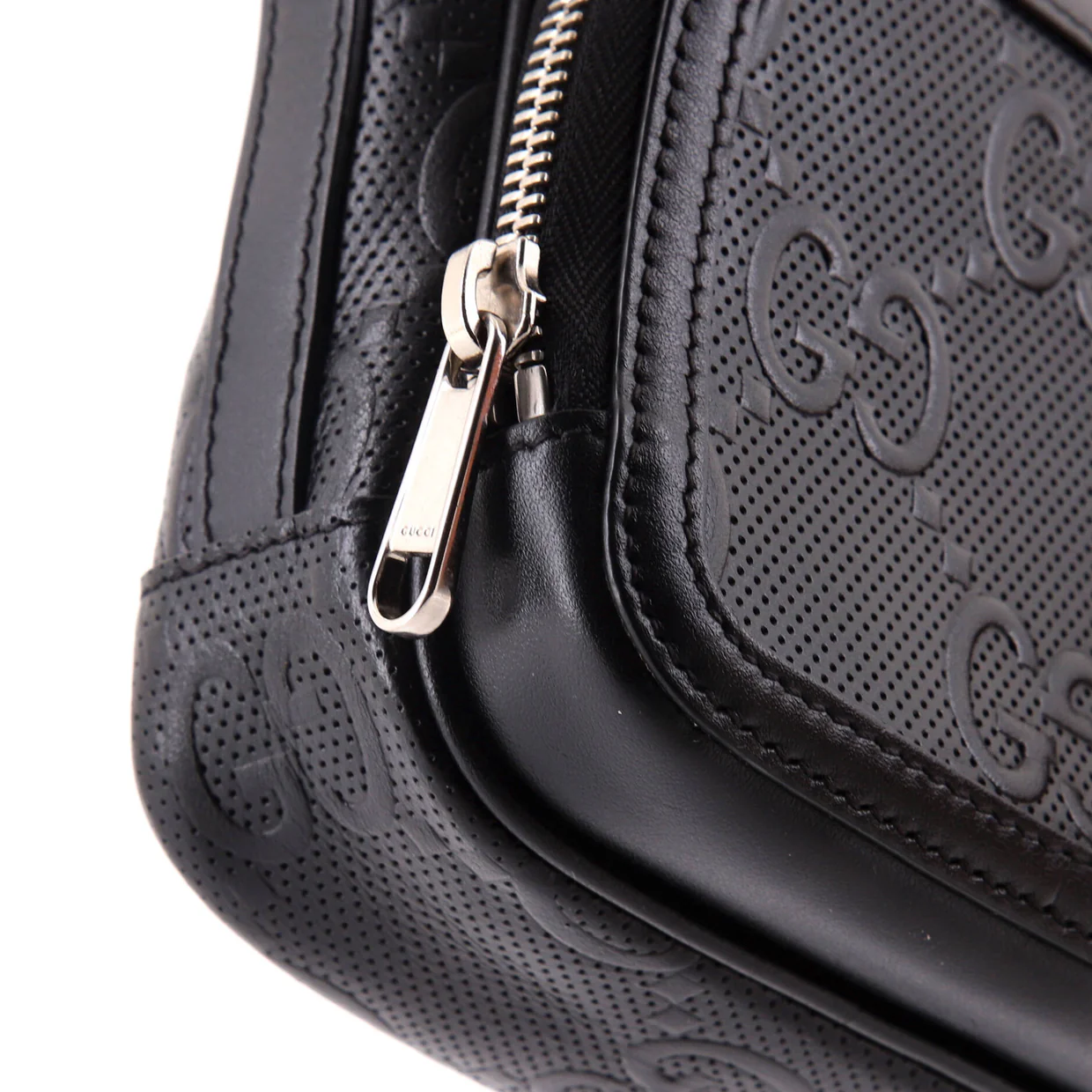 Top Handle Crossbody Bag GG Embossed Perforated Leather Mini - Deep Luxury