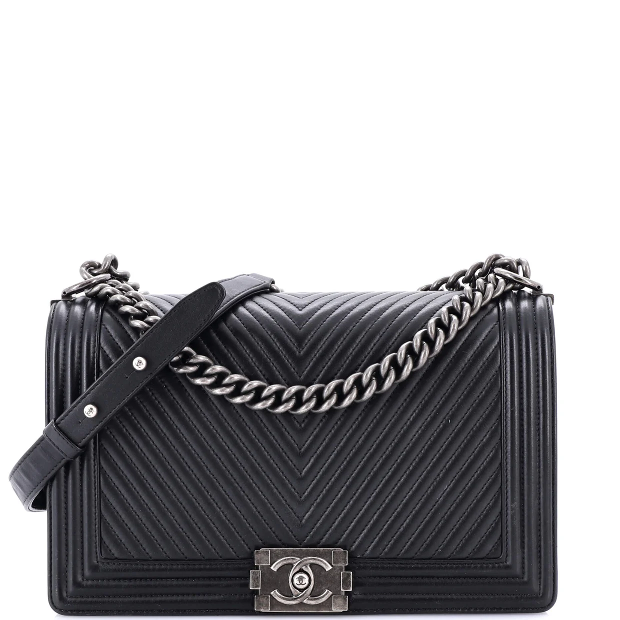 Boy Flap Bag Chevron Calfskin New Medium - Deep Luxury