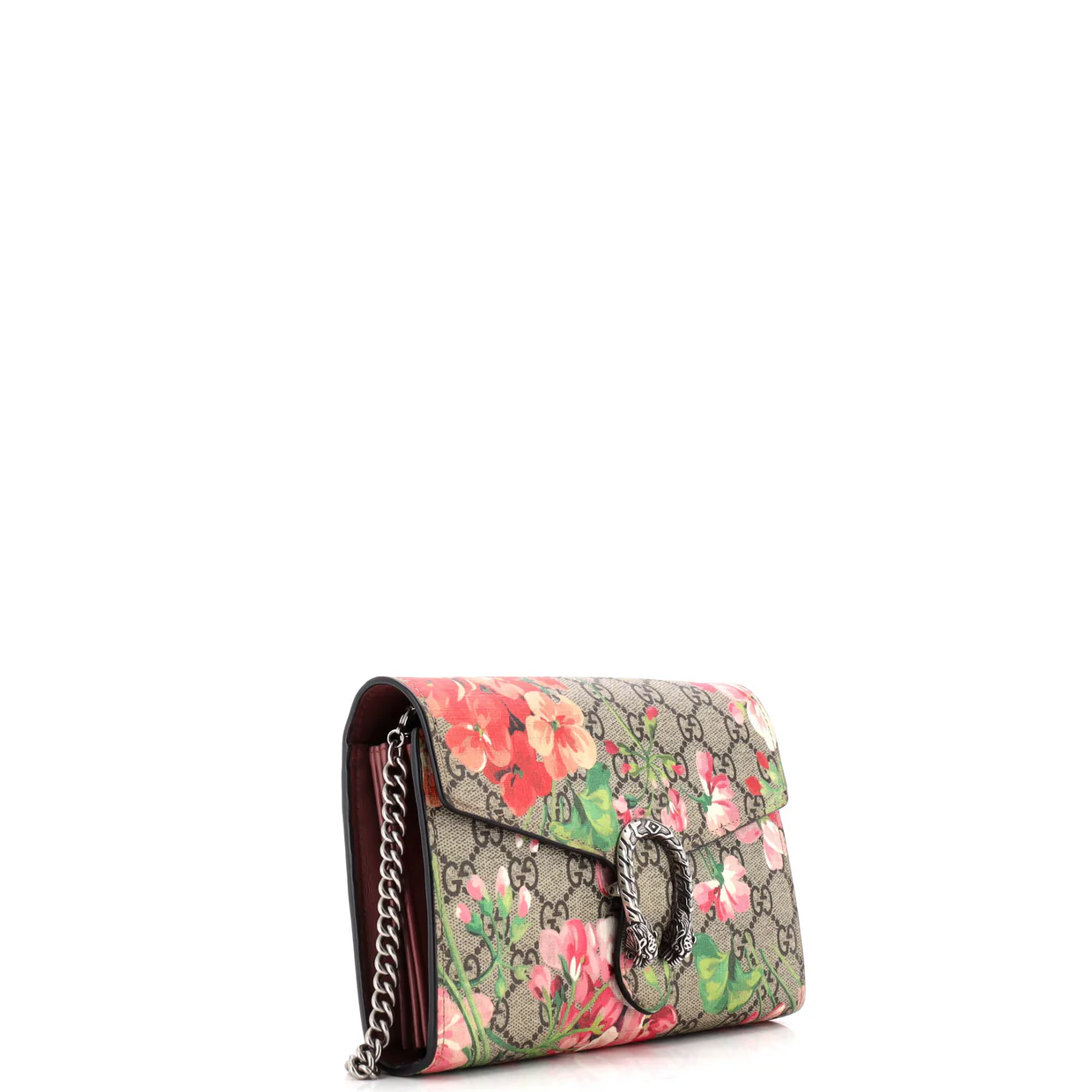 Dionysus Chain Wallet Blooms Print GG Coated Canvas Small - Deep Luxury