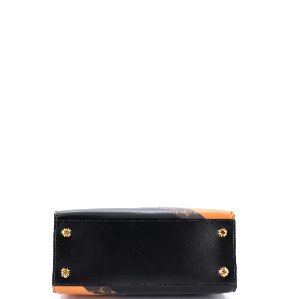 City Steamer Handbag Leather with Monogram Canvas MM - Deep Luxury