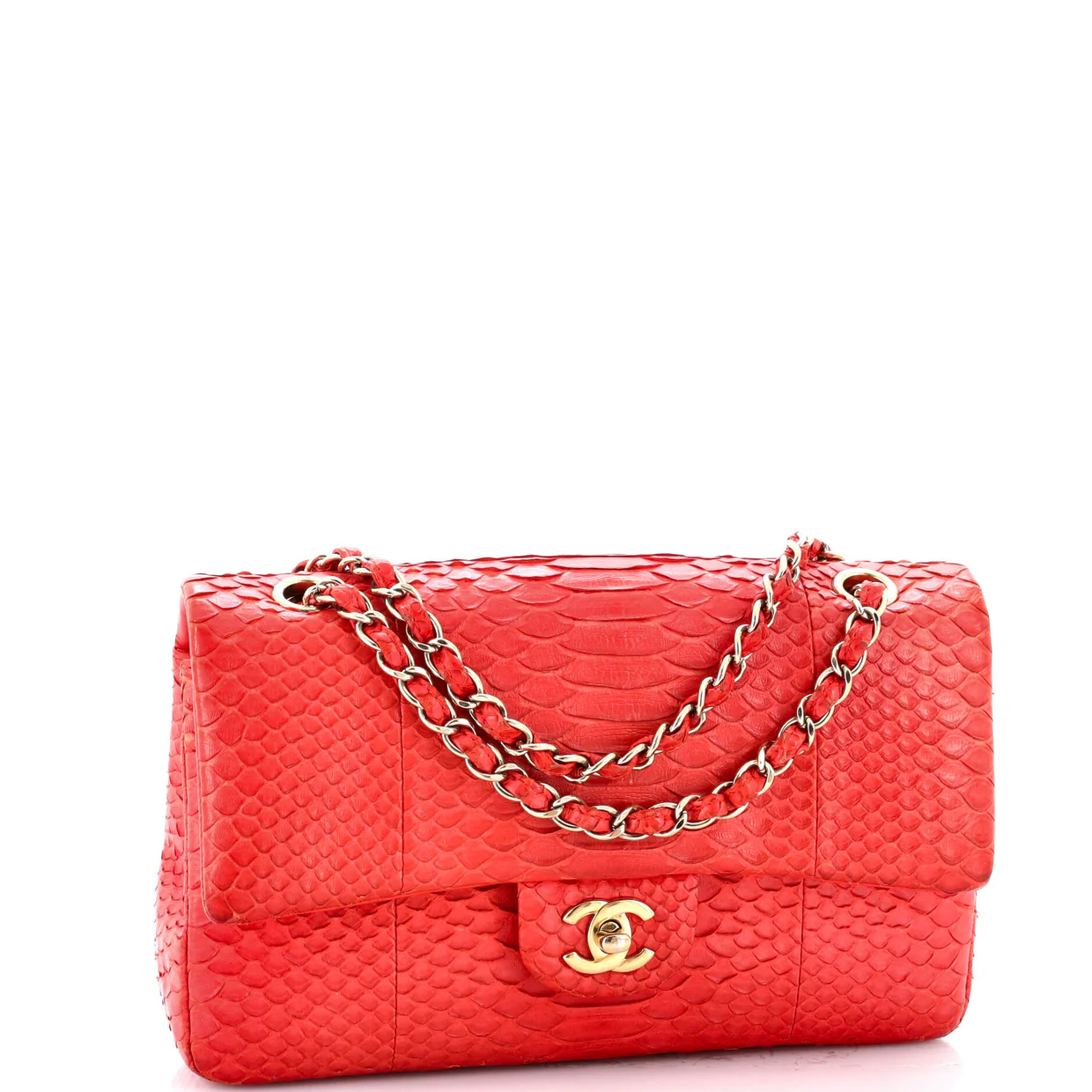 Classic Double Flap Bag Python Medium - Deep Luxury