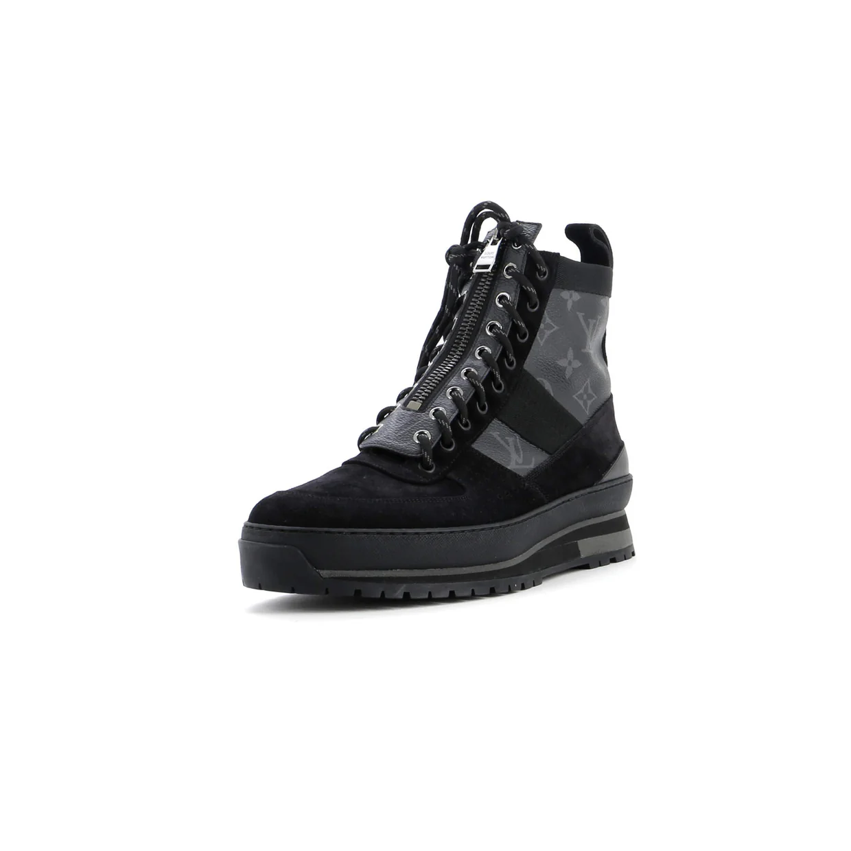 Men's Harlem Ankle Sneakers Suede with Monogram Eclipse - Deep Luxury