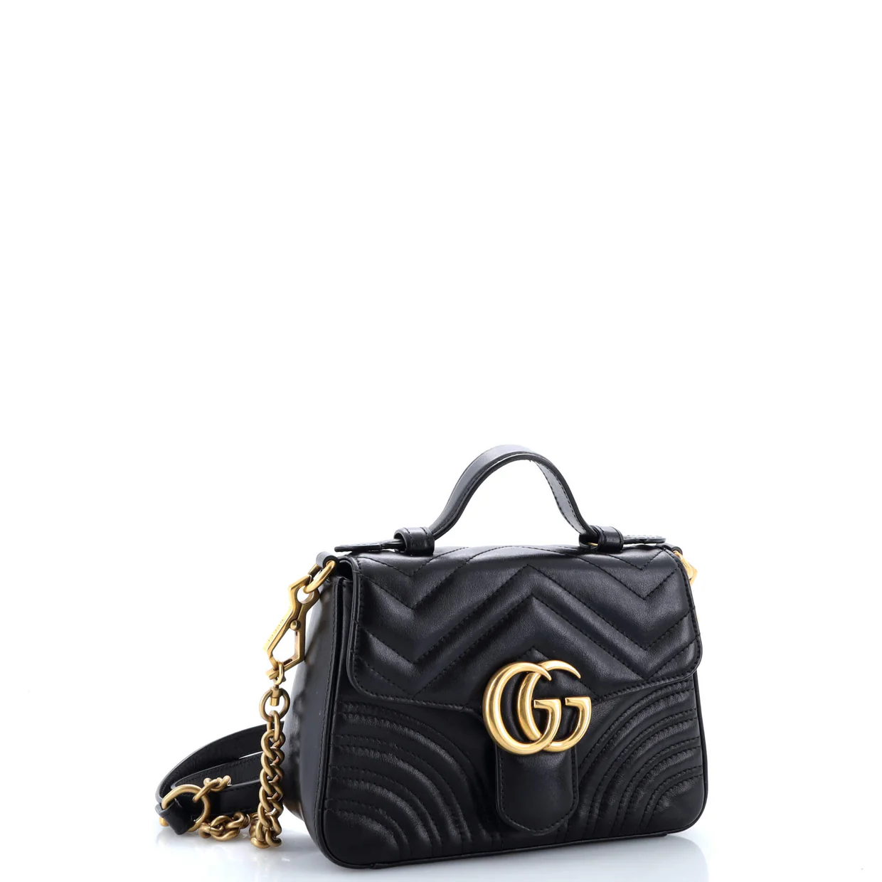 GG Marmont Top Handle Flap Bag Matelasse Leather Mini - Deep Luxury