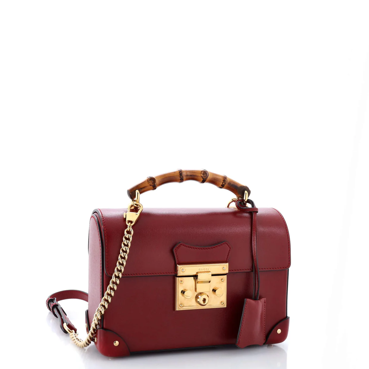 Padlock Bamboo Shoulder Bag Leather Small - Deep Luxury