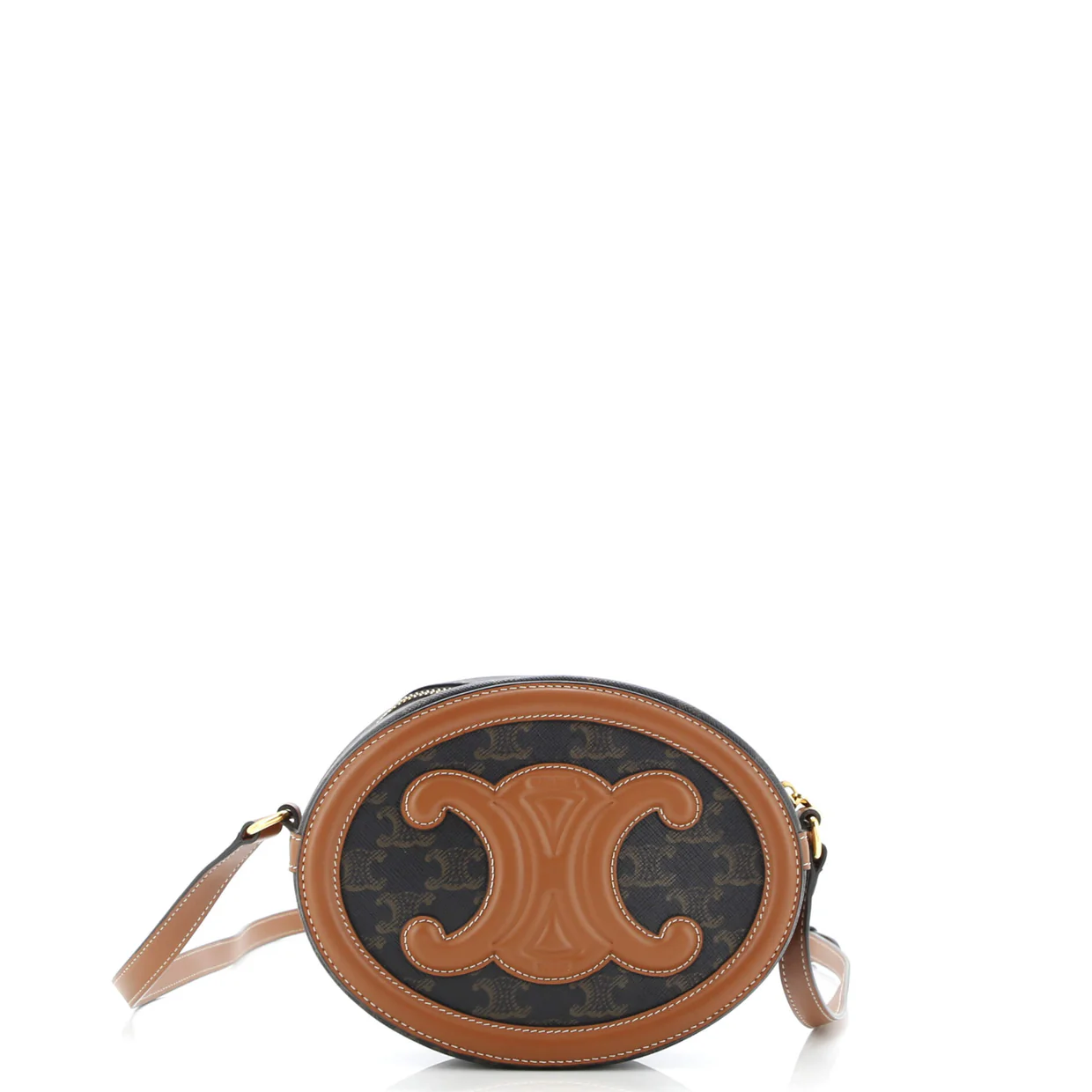 Triomphe Oval Crossbody Bag Triomphe Coated Canvas and Leather - Deep Luxury